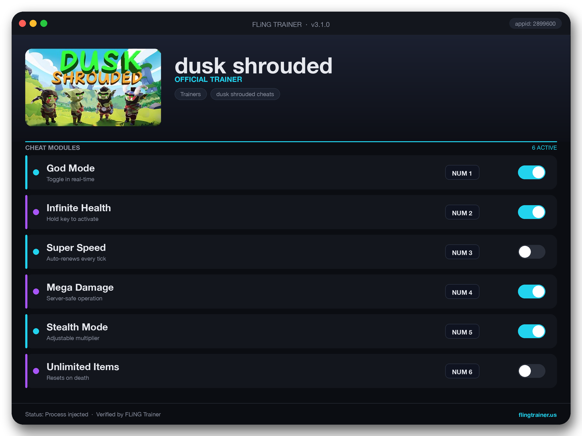 dusk shrouded Trainer interface