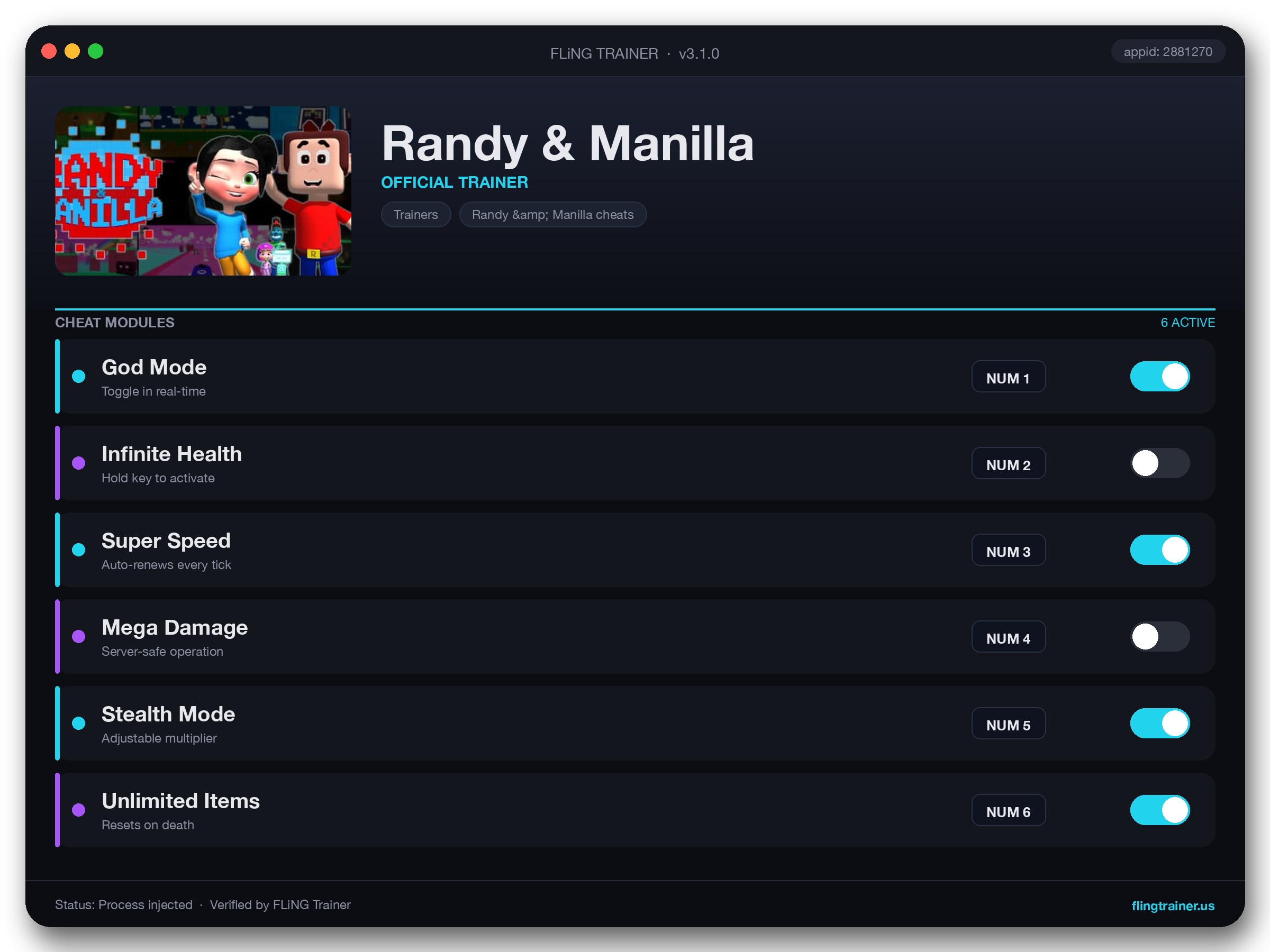 Randy & Manilla Trainer interface