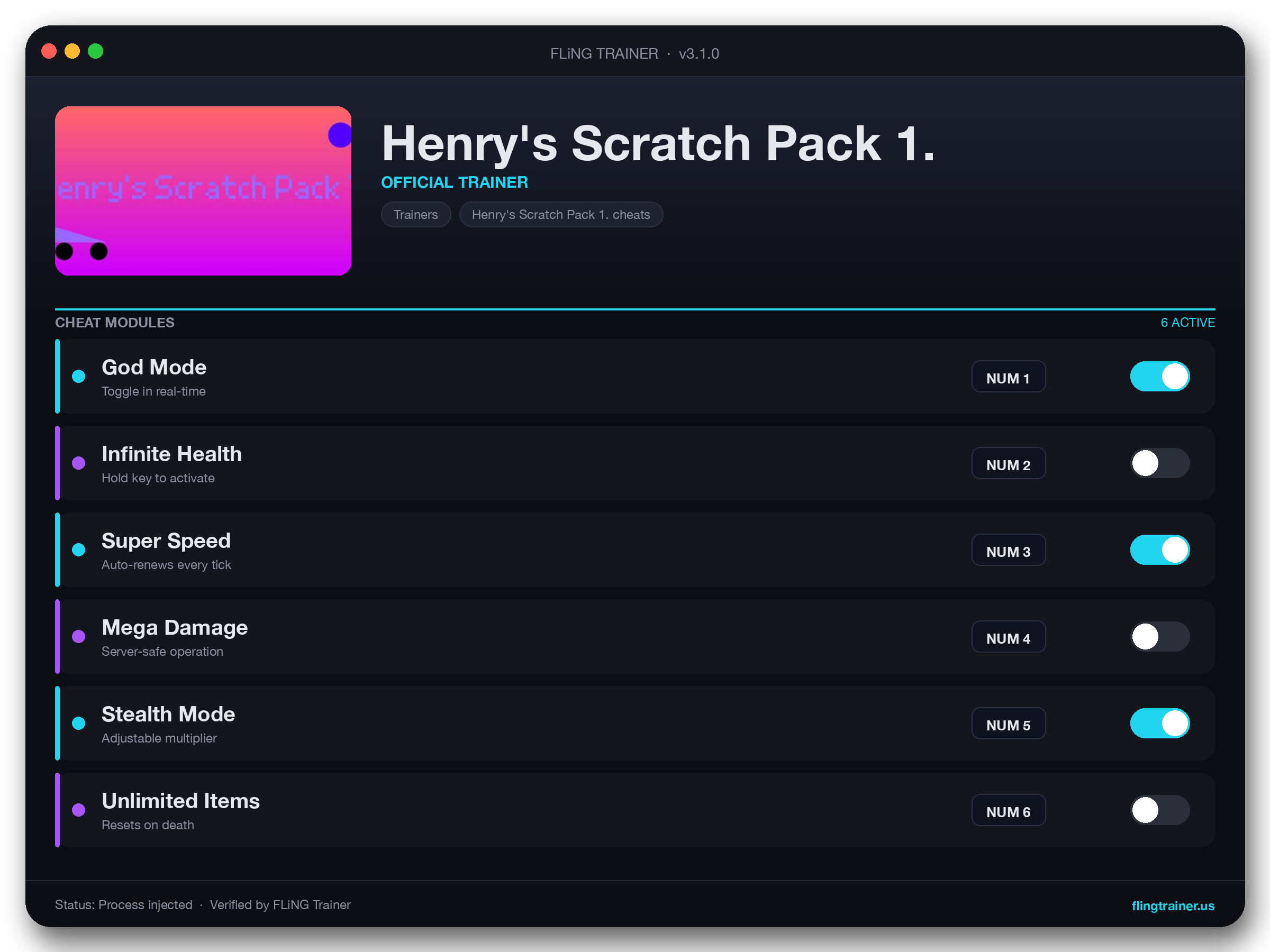 Henry's Scratch Pack 1. Trainer interface