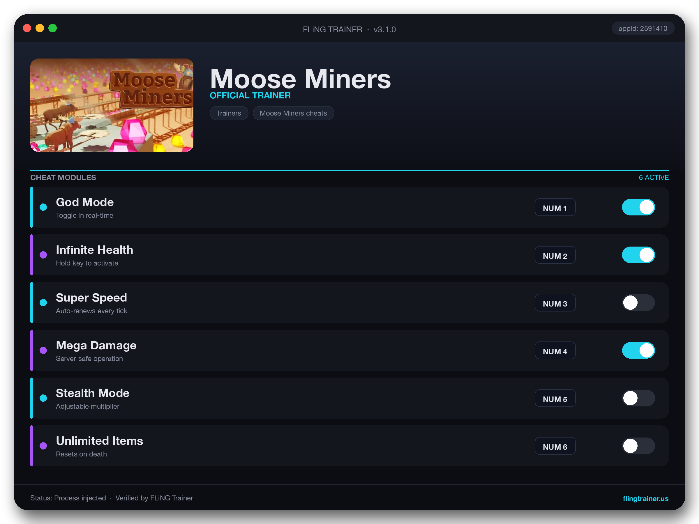 Moose Miners Trainer interface