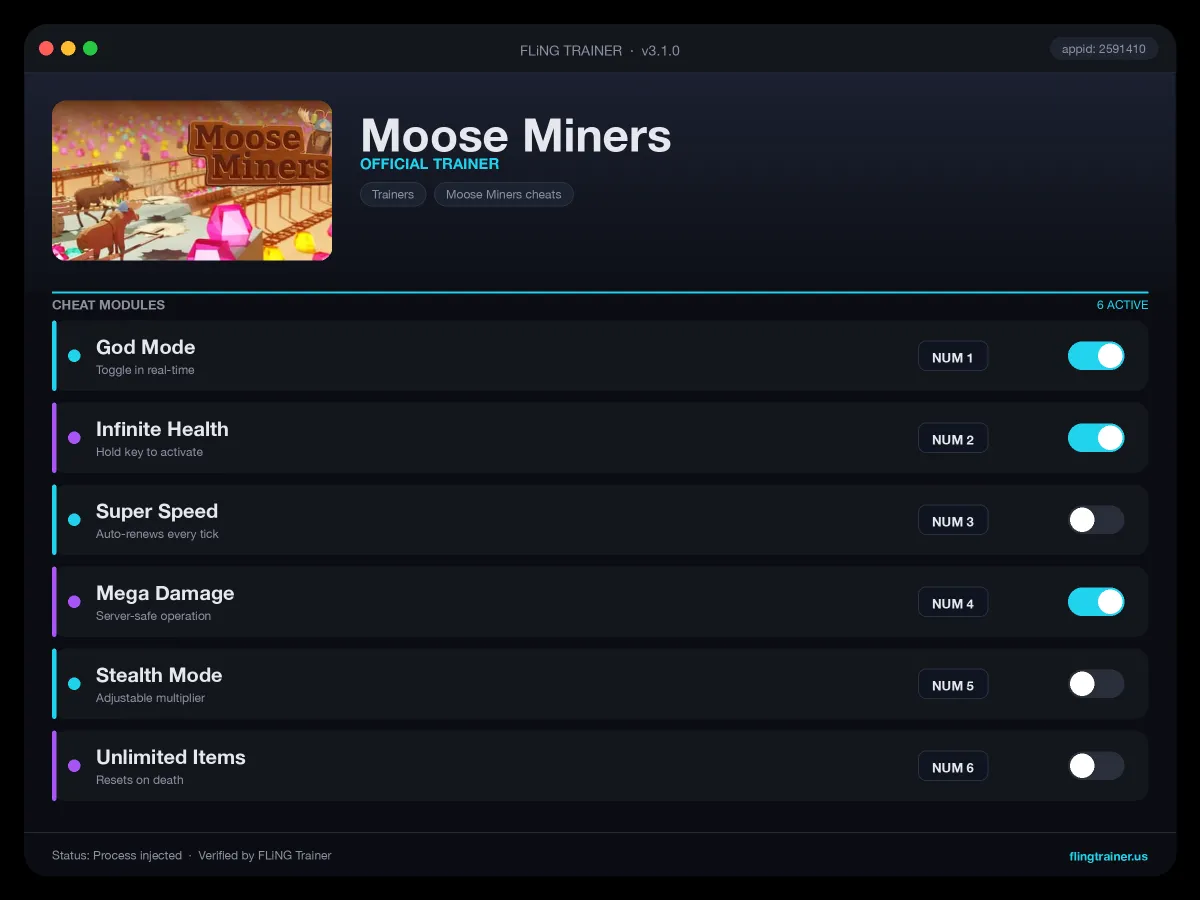 Moose Miners Trainer interface