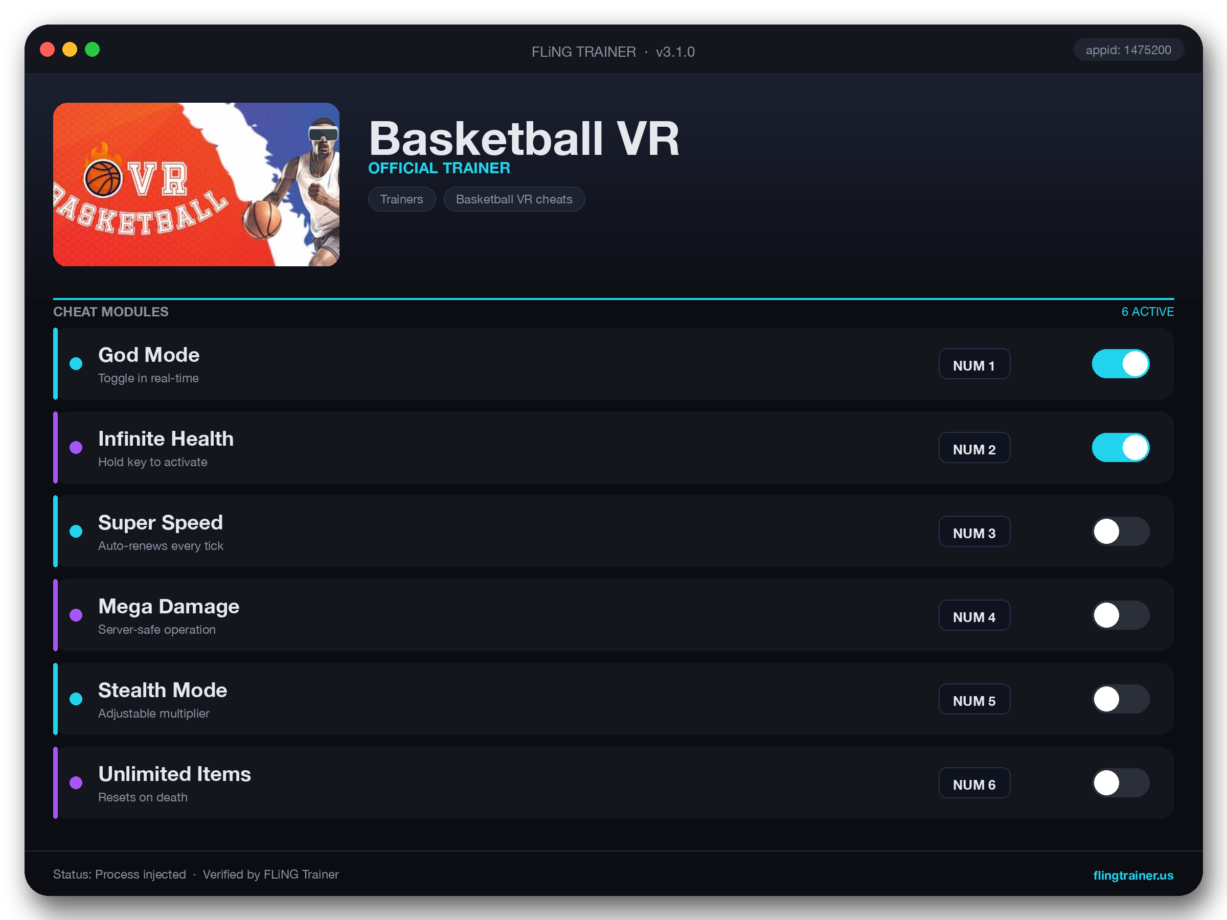 Basketball VR Trainer interface