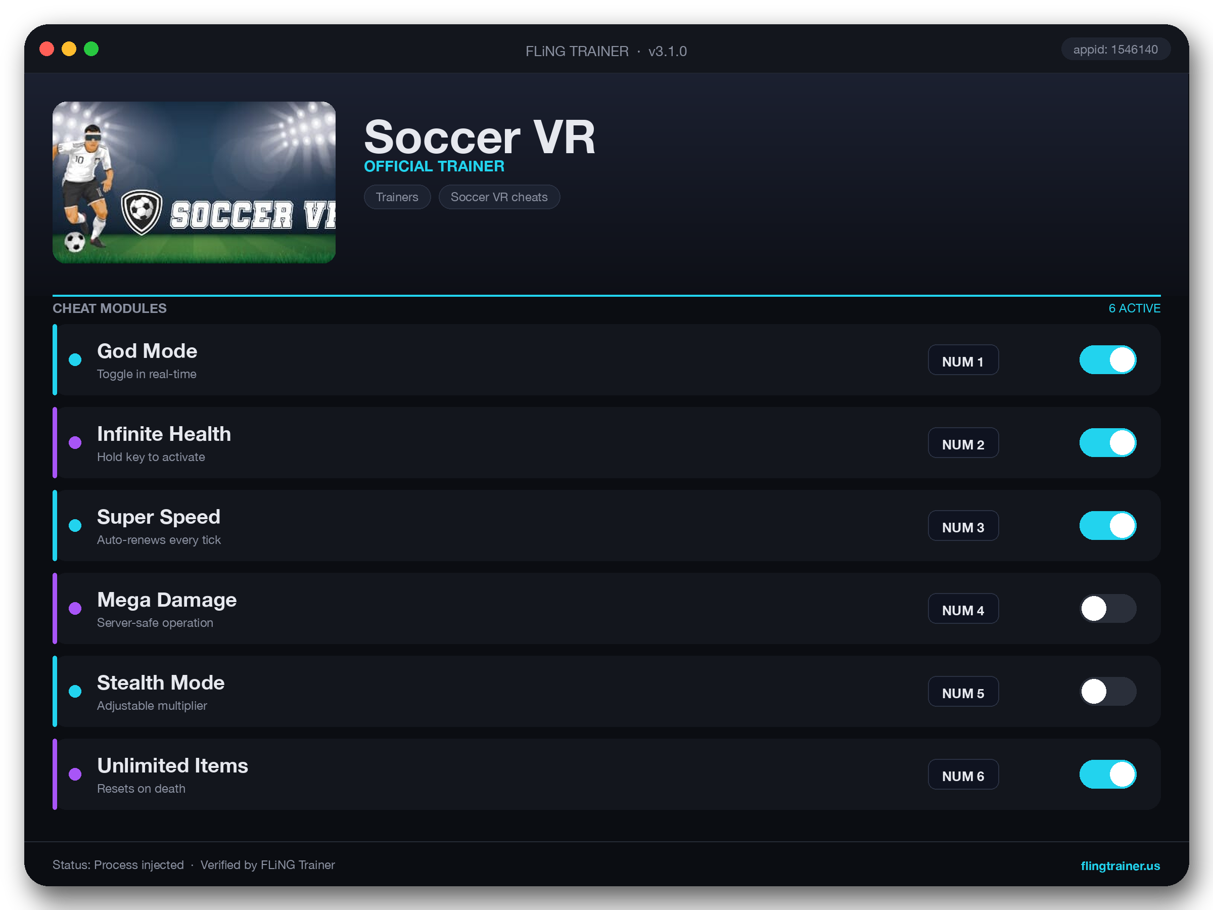 Soccer VR Trainer interface