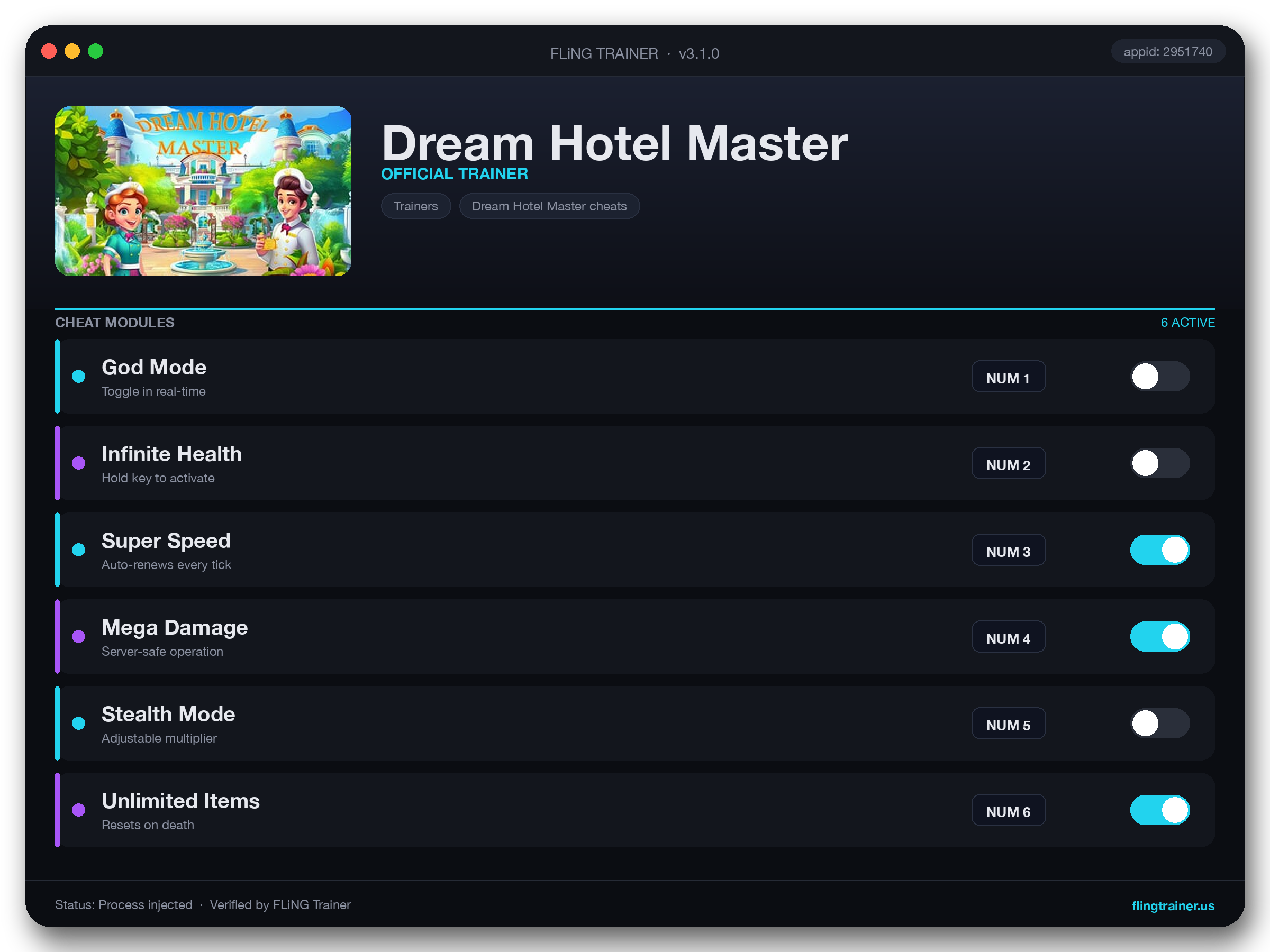 Dream Hotel Master Trainer interface