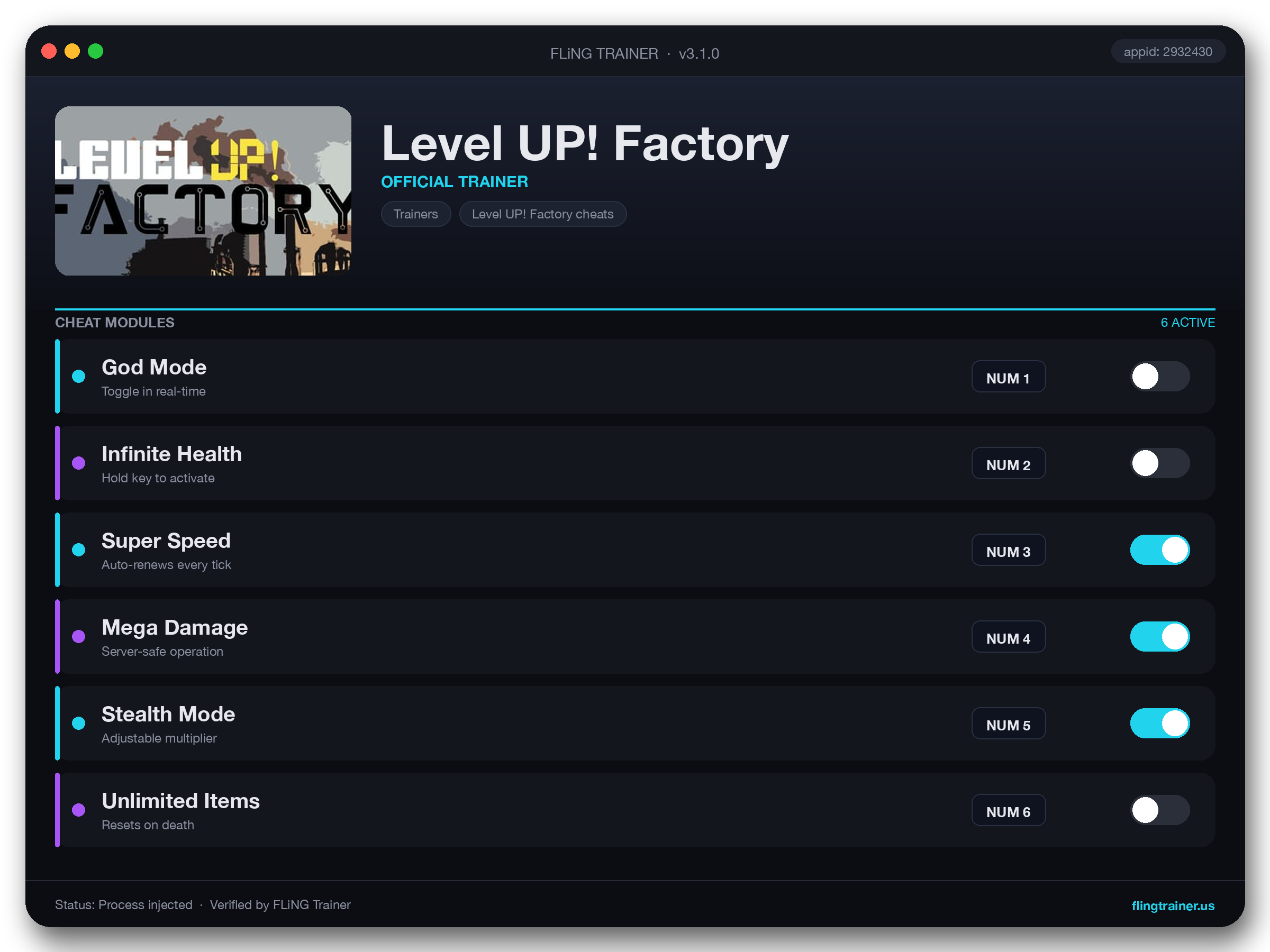 Level UP! Factory Trainer interface