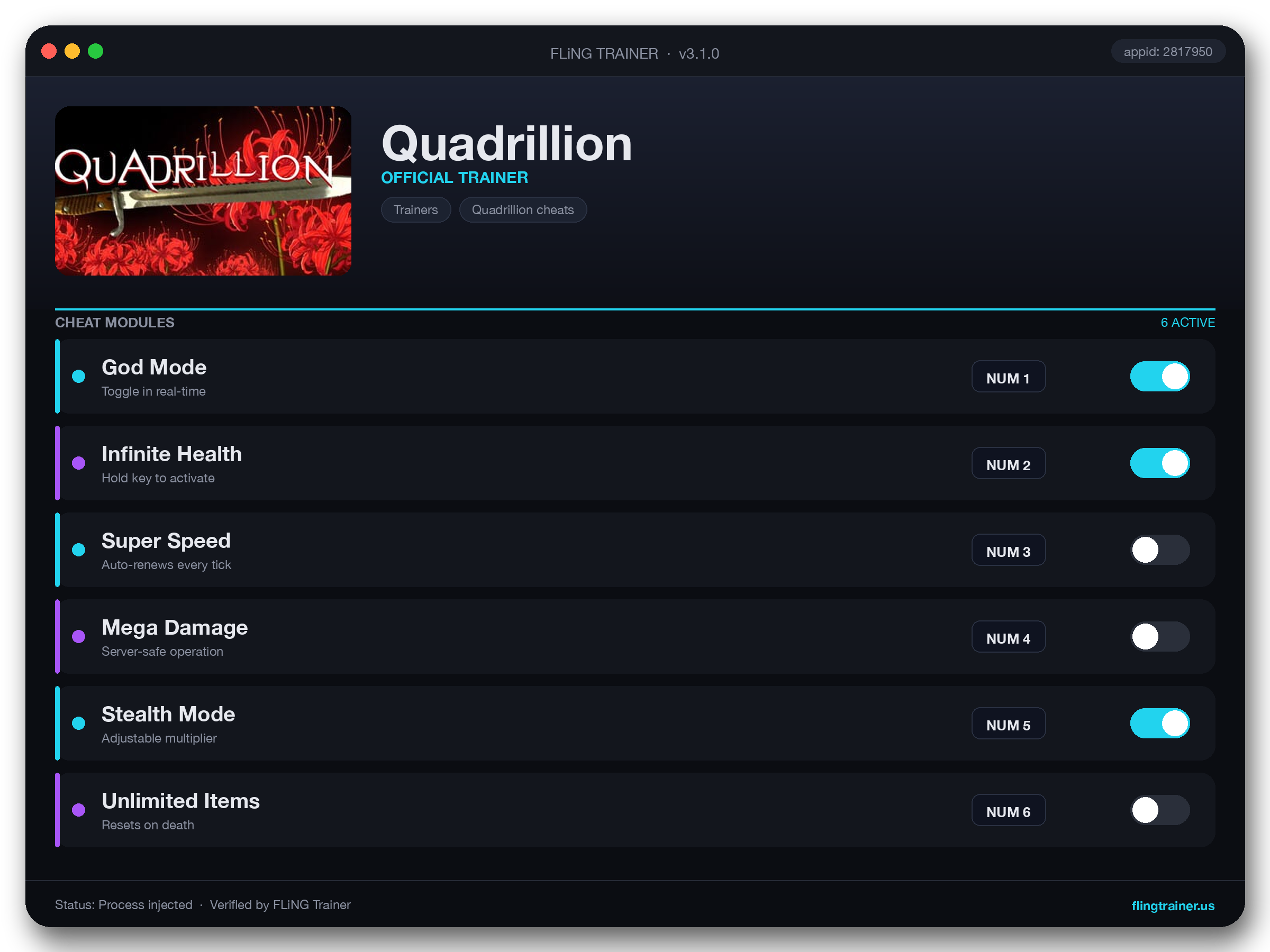 Quadrillion Trainer interface