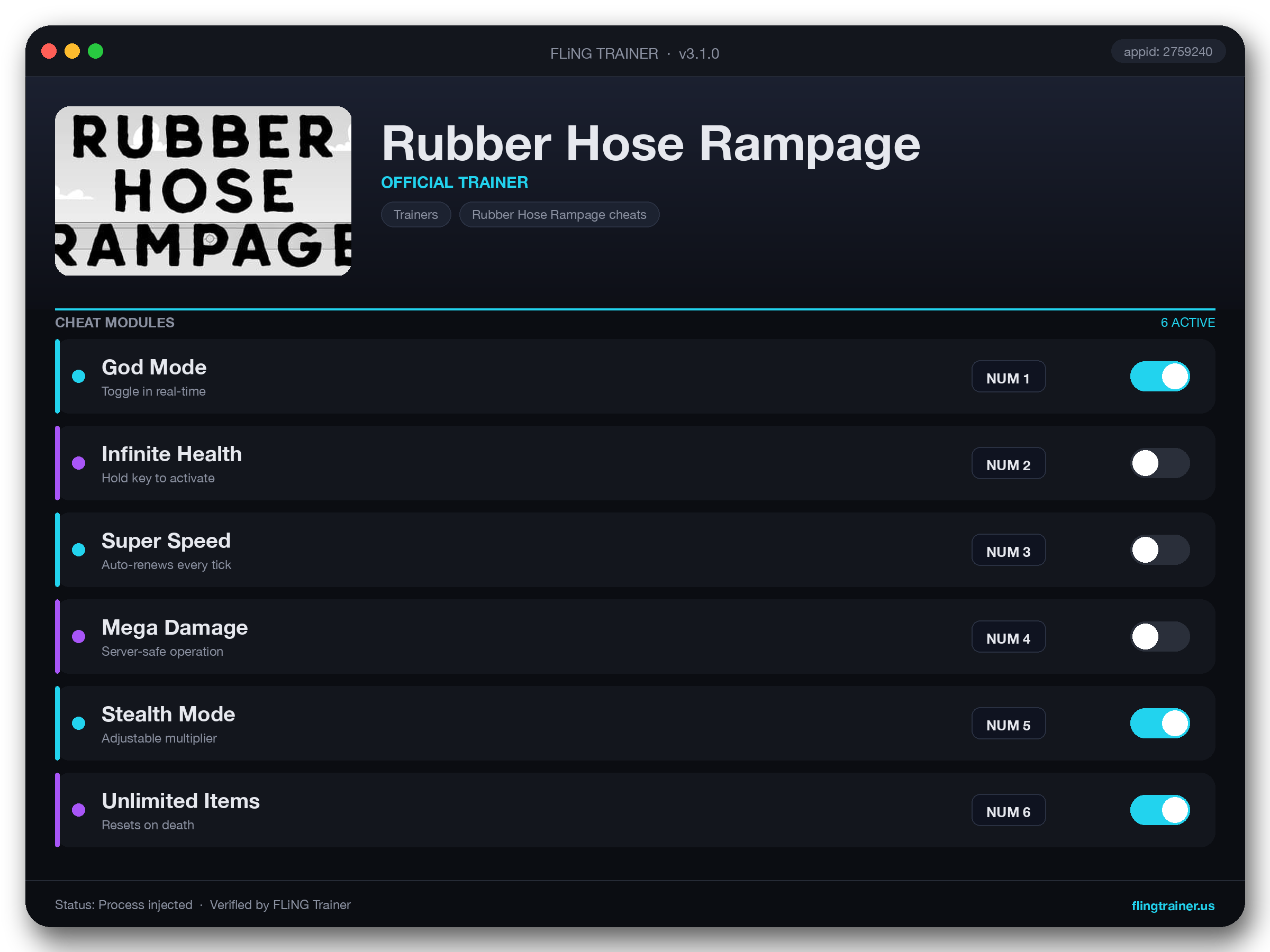 Rubber Hose Rampage Trainer interface