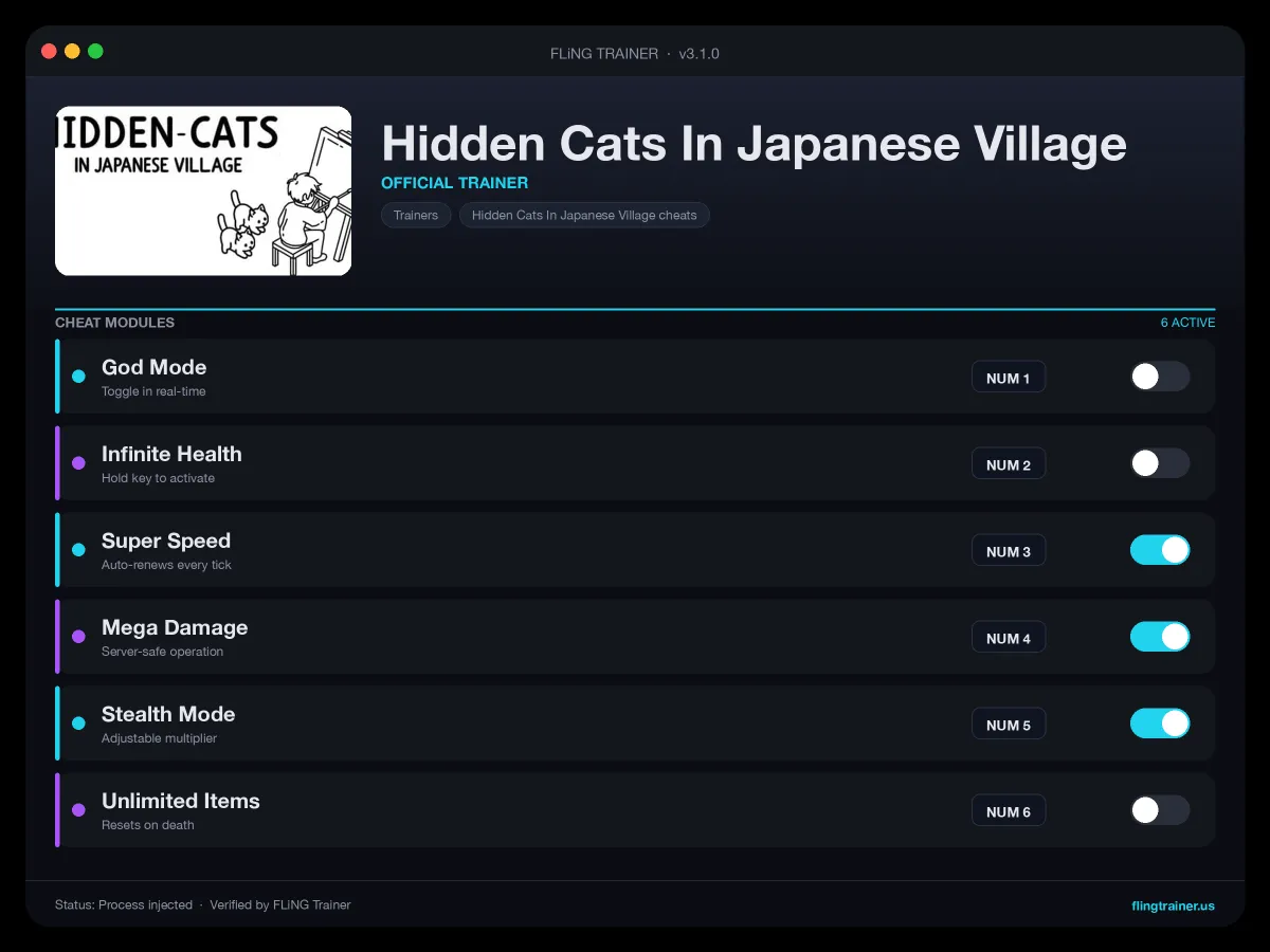 Hidden Cats In Japanese Village Trainer interface