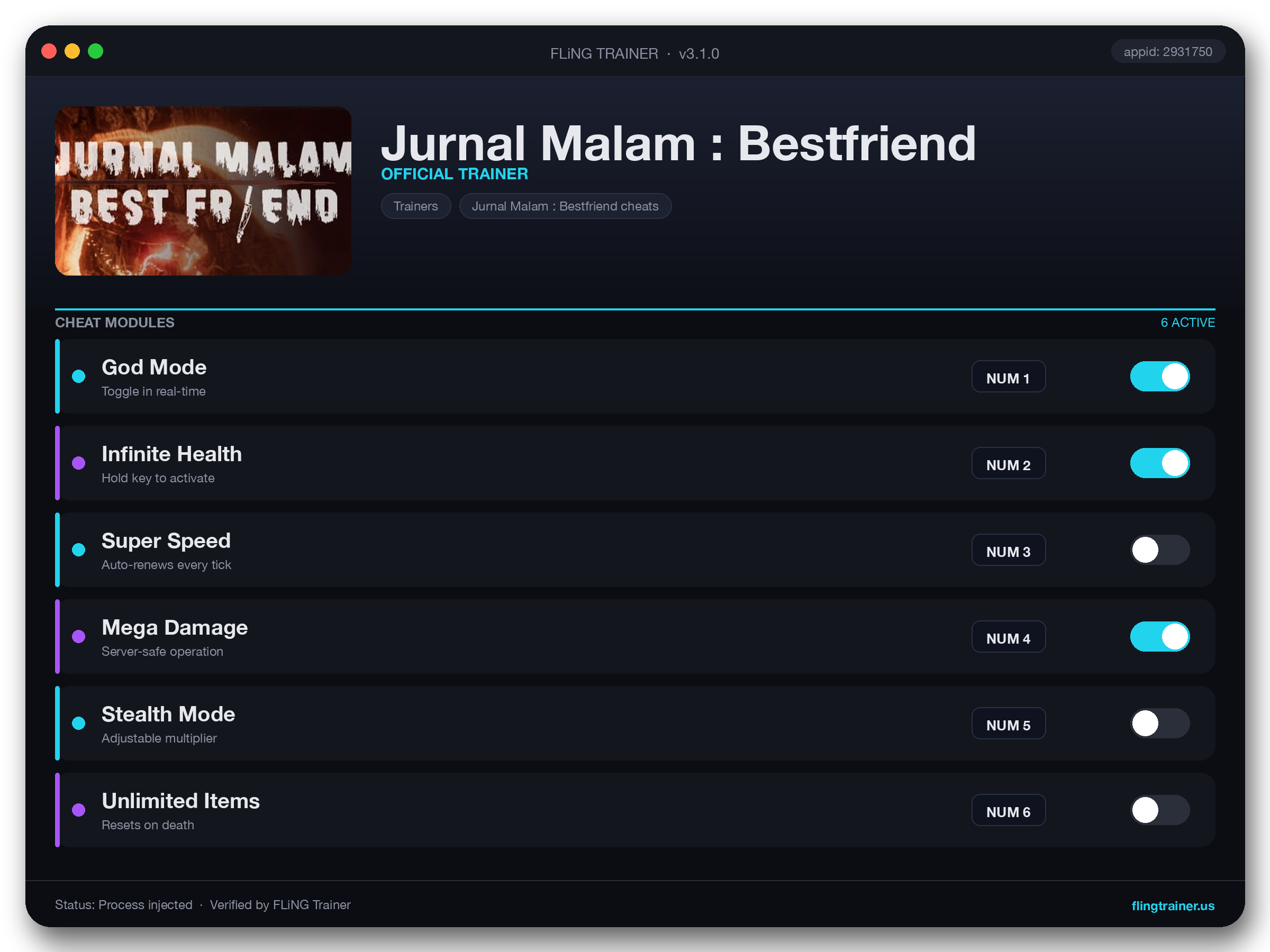 Jurnal Malam : Bestfriend Trainer interface