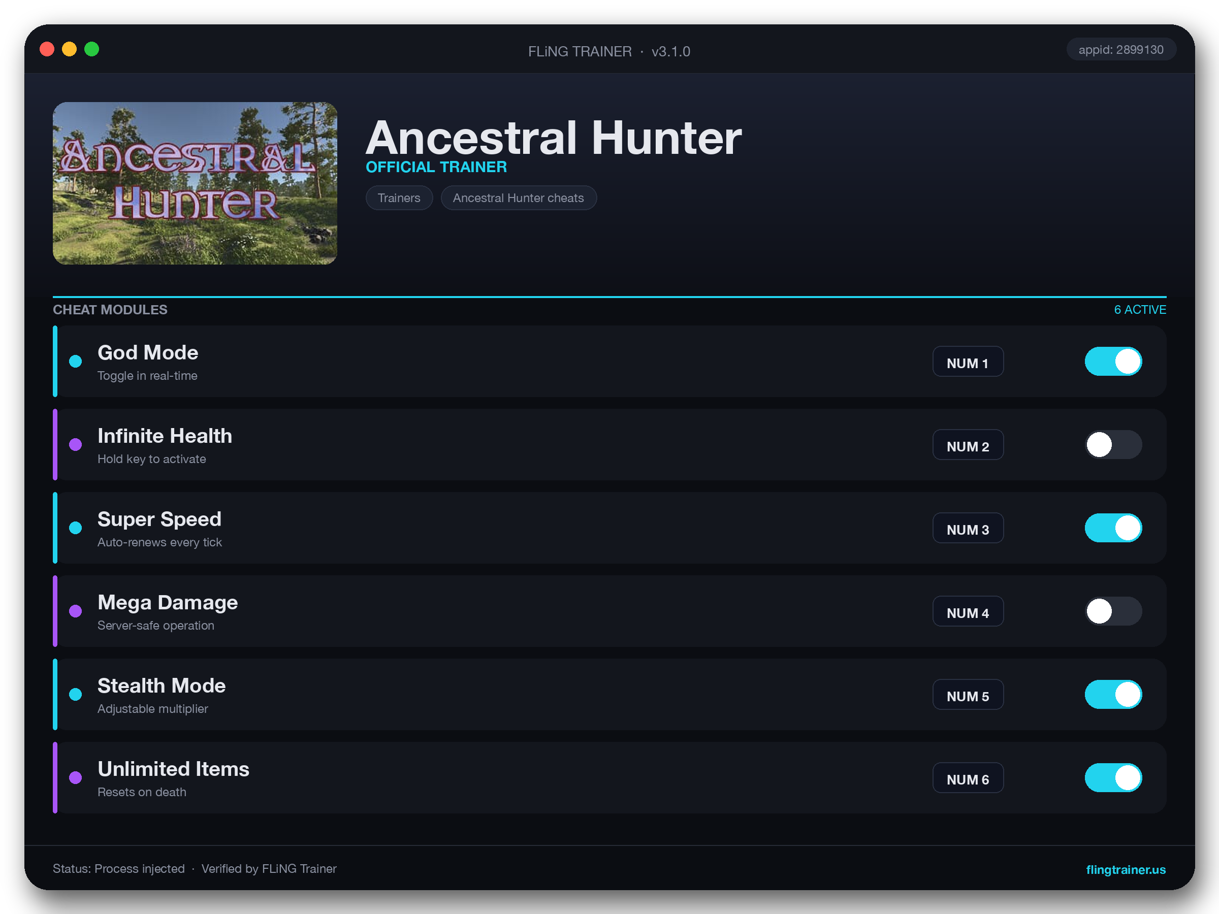 Ancestral Hunter Trainer interface