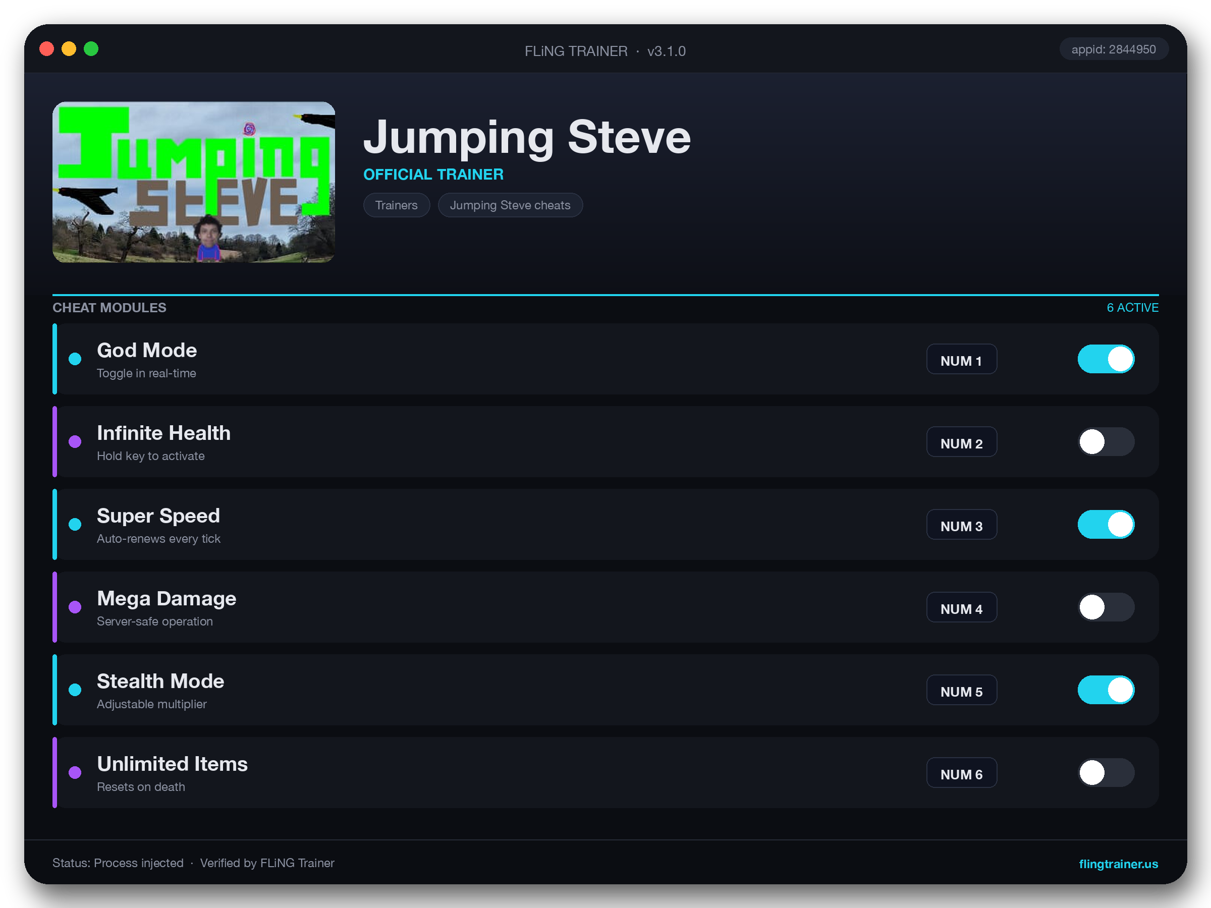 Jumping Steve Trainer interface