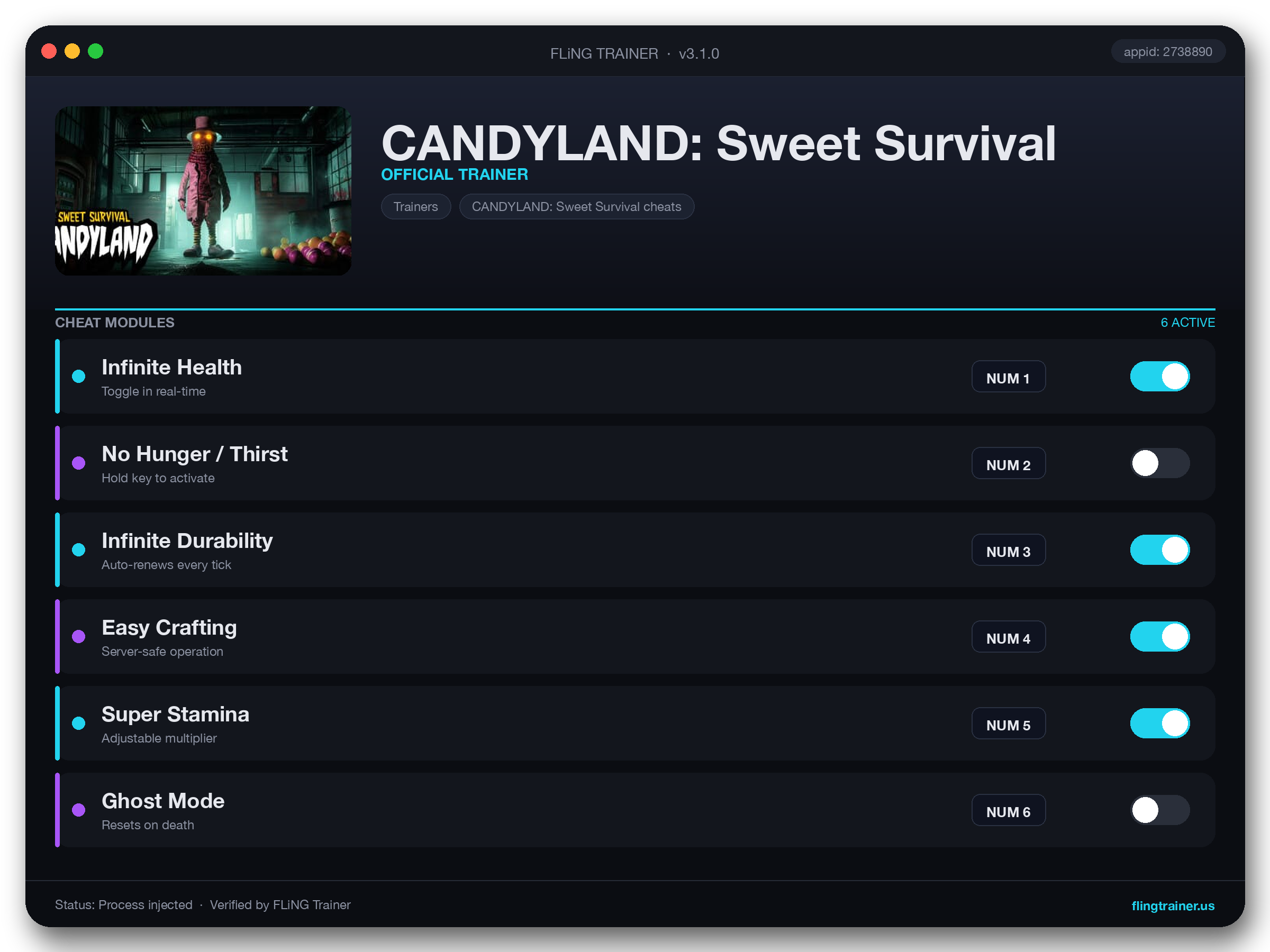 CANDYLAND: Sweet Survival Trainer interface