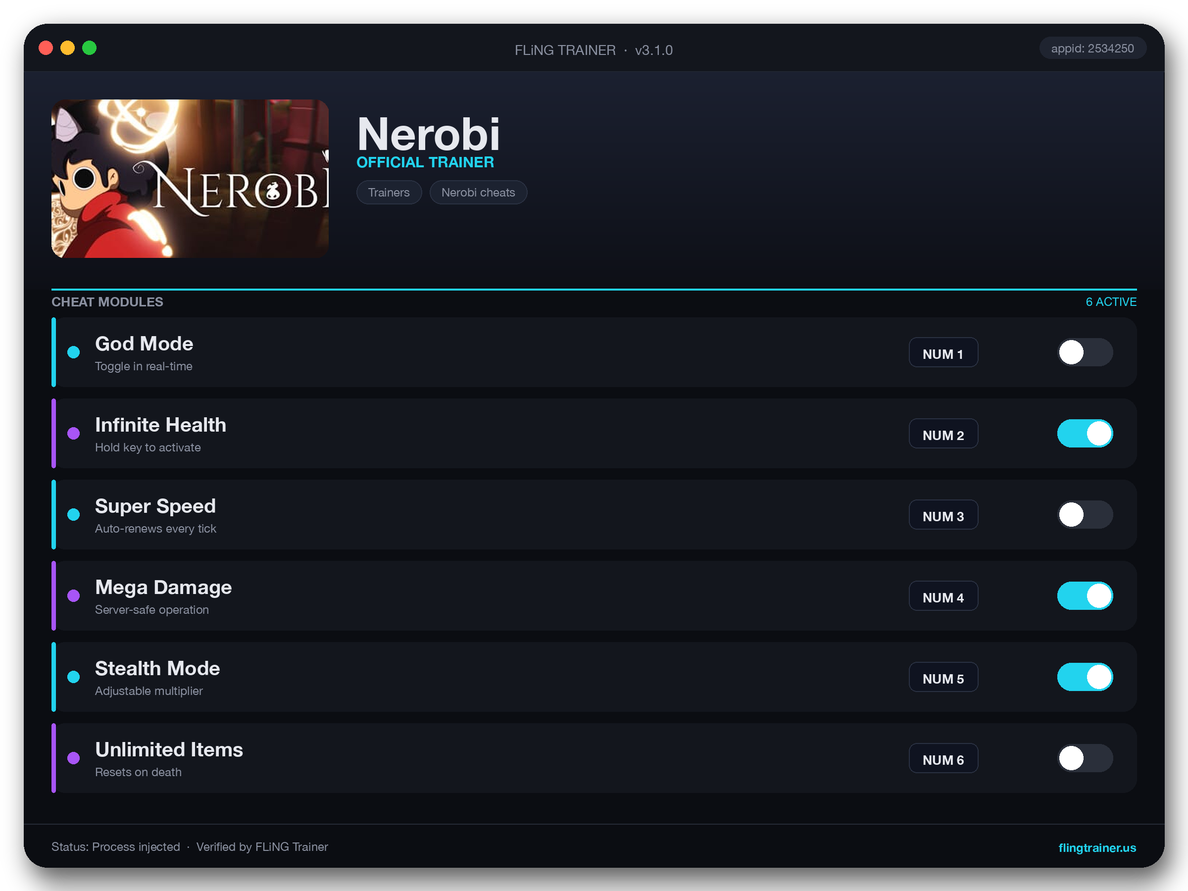 Nerobi Trainer interface