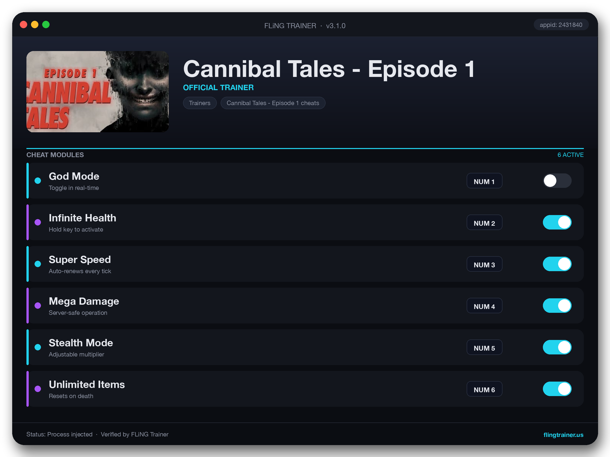 Cannibal Tales - Episode 1 Trainer interface