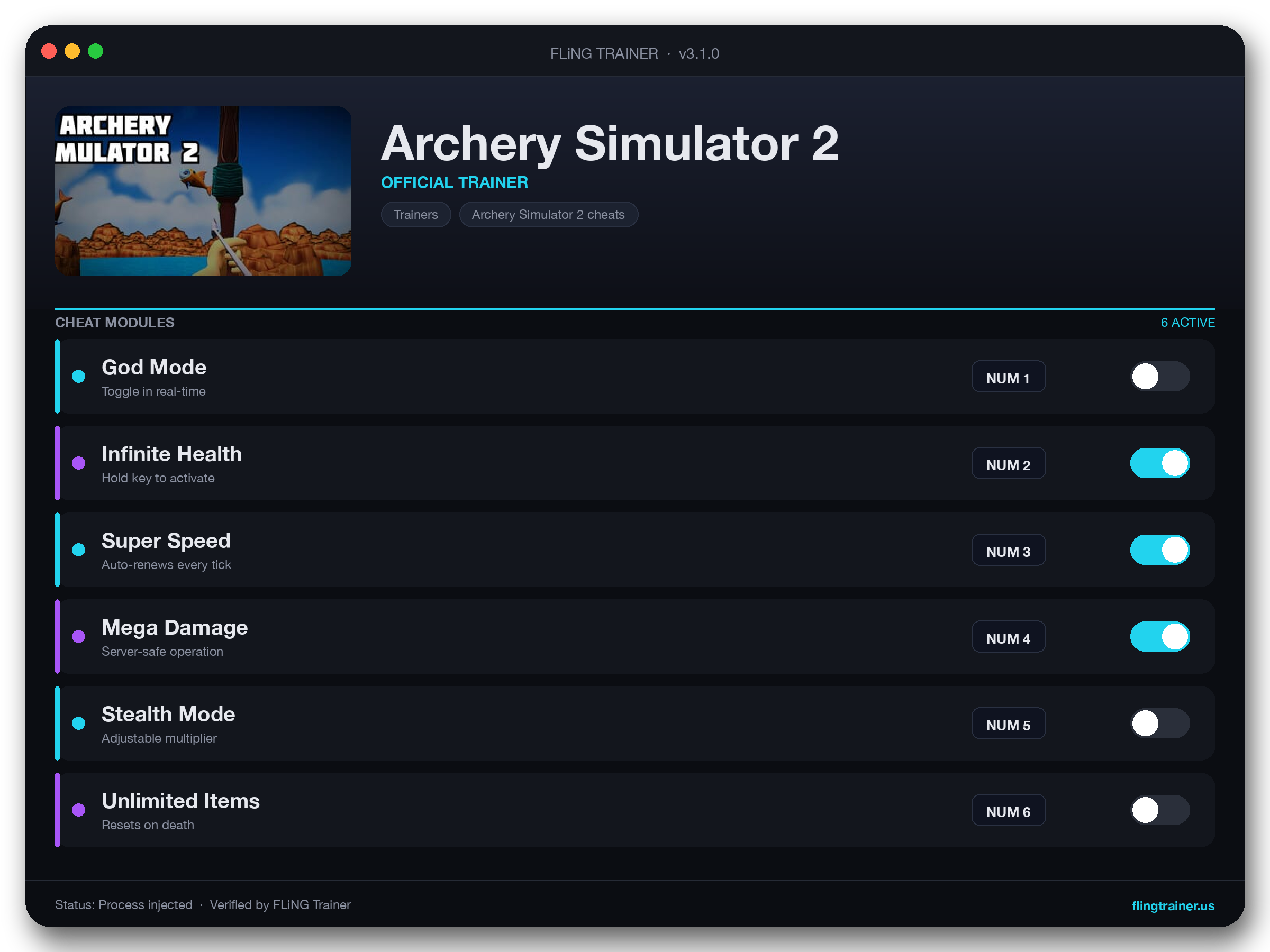 Archery Simulator 2 Trainer interface