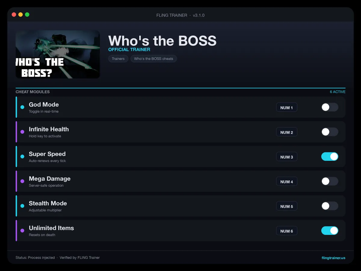 Who's the BOSS Trainer interface