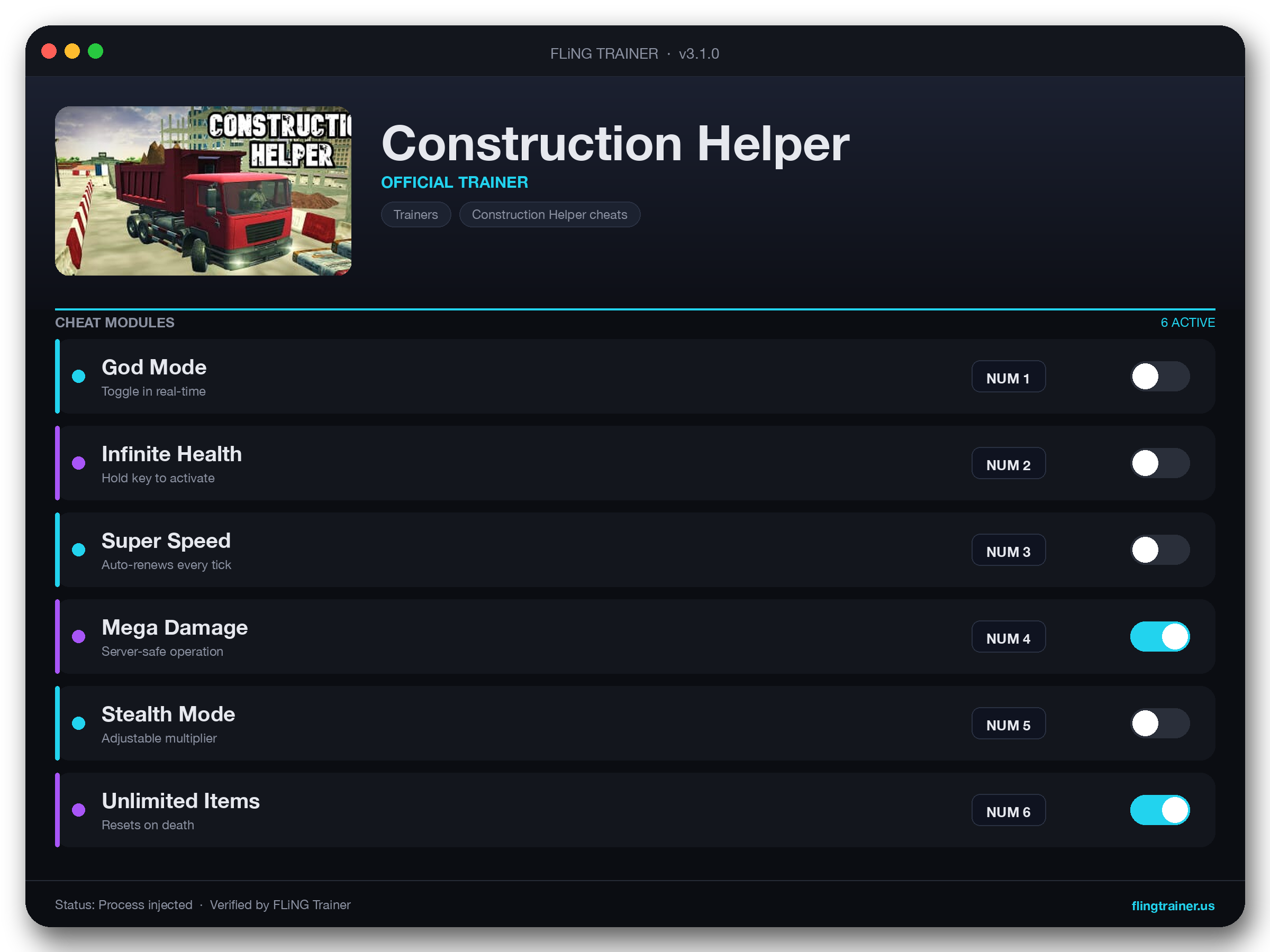 Construction Helper Trainer interface