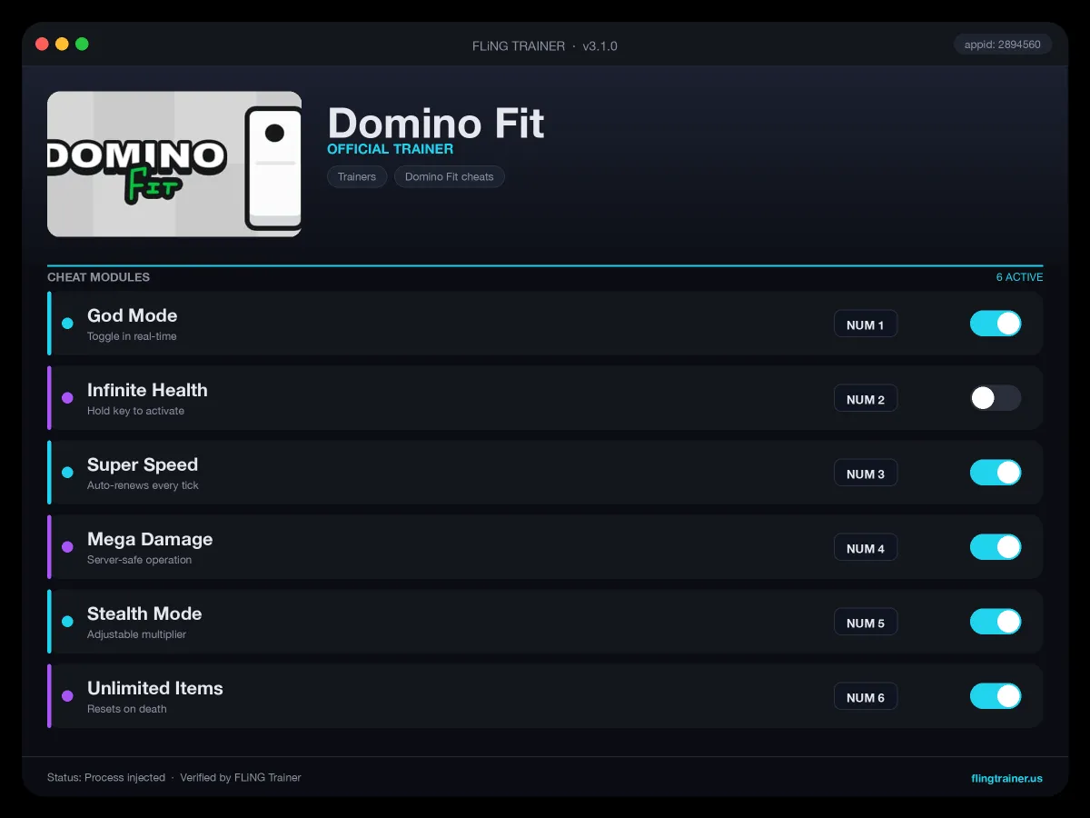 Domino Fit Trainer interface