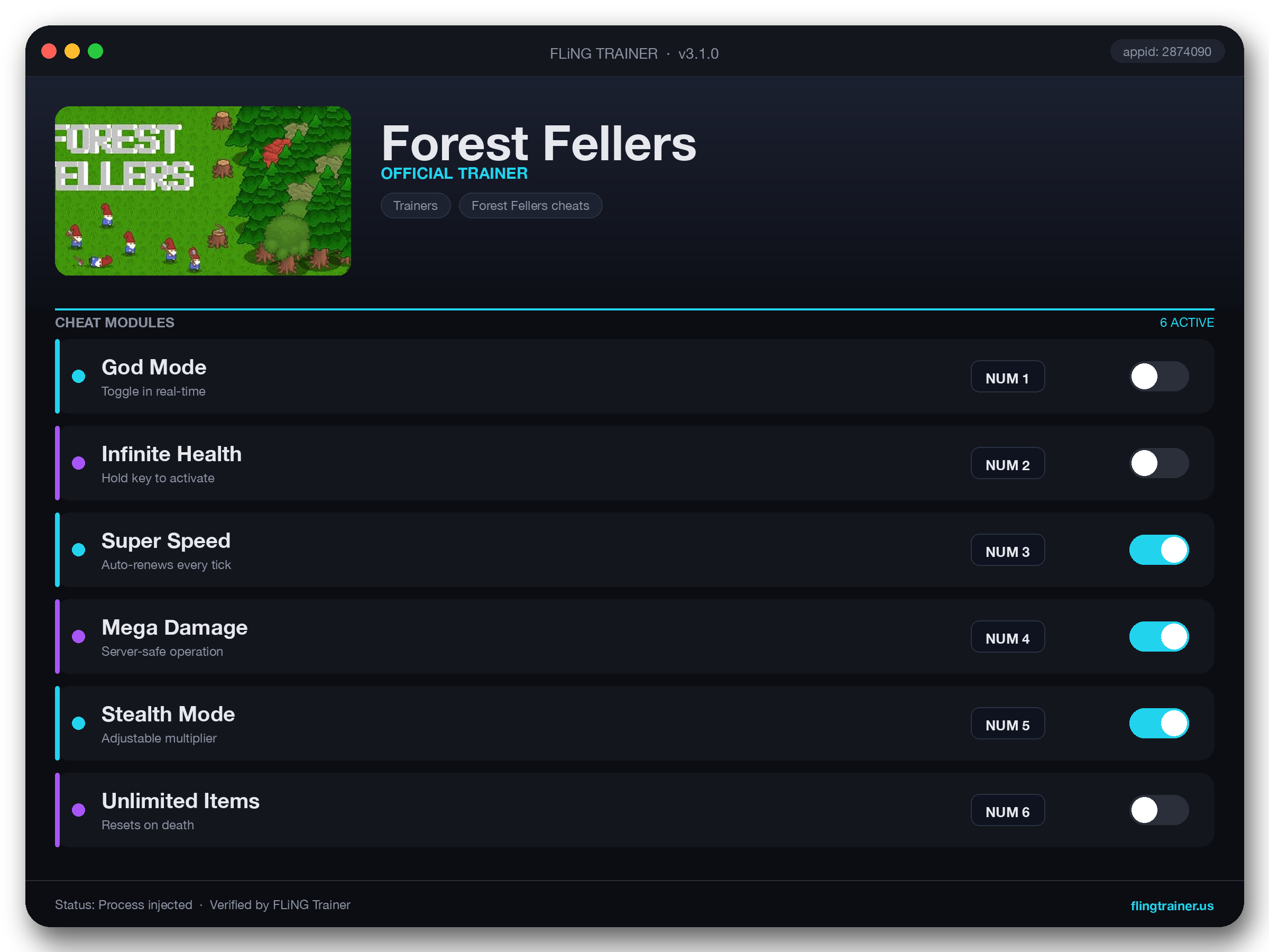 Forest Fellers Trainer interface