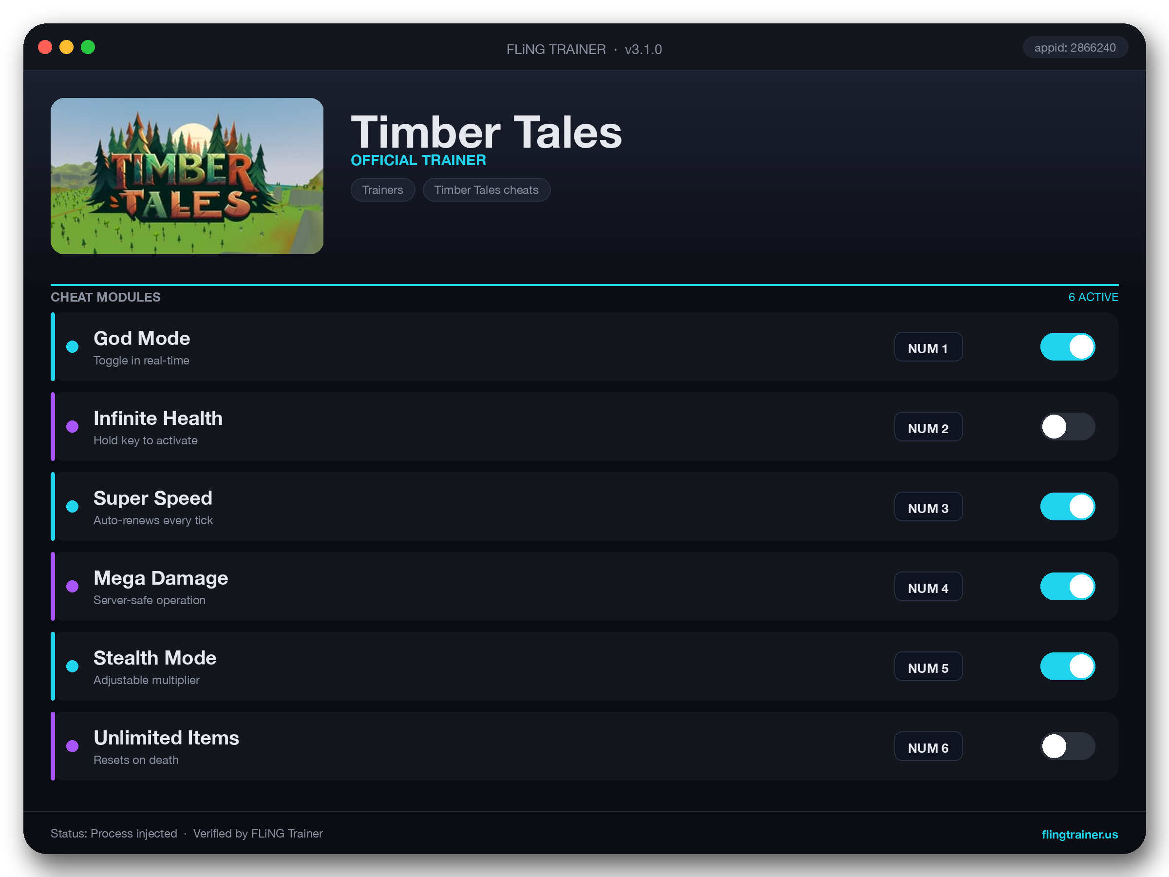 Timber Tales Trainer interface