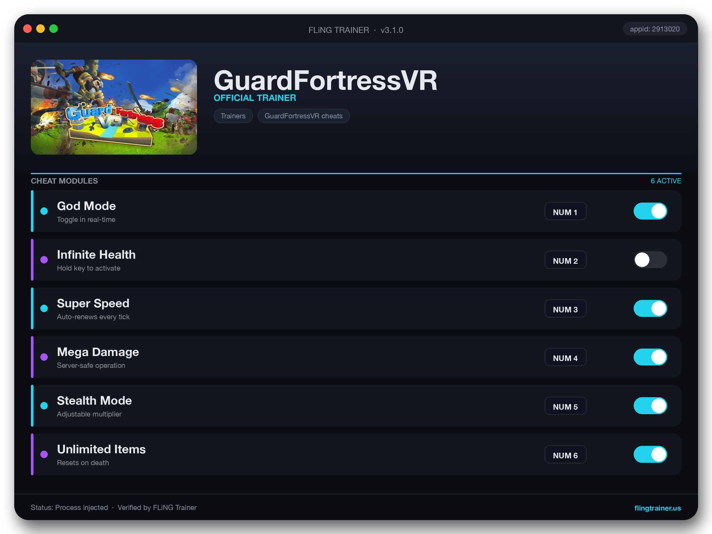 GuardFortressVR Trainer interface