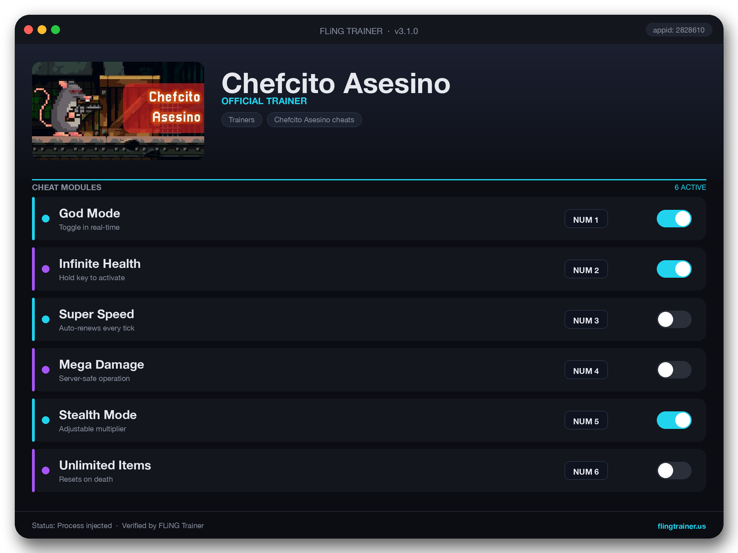 Chefcito Asesino Trainer interface