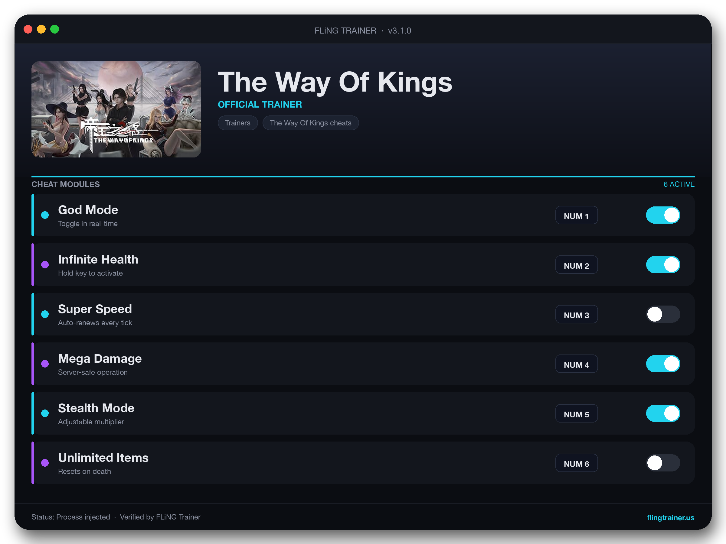 The Way Of Kings Trainer interface