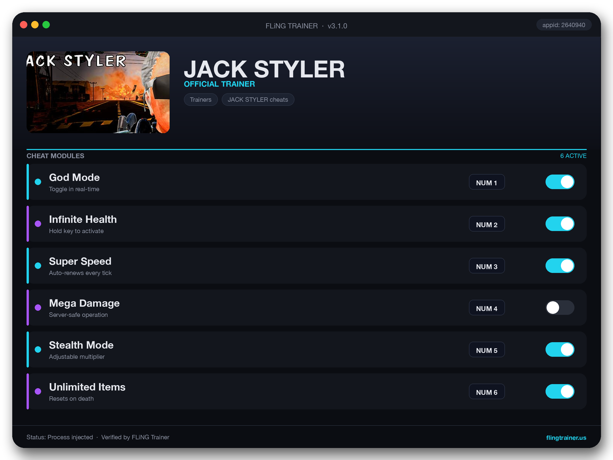 JACK STYLER Trainer interface