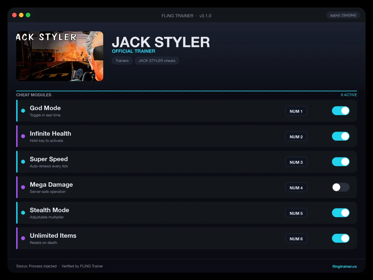 JACK STYLER Trainer interface