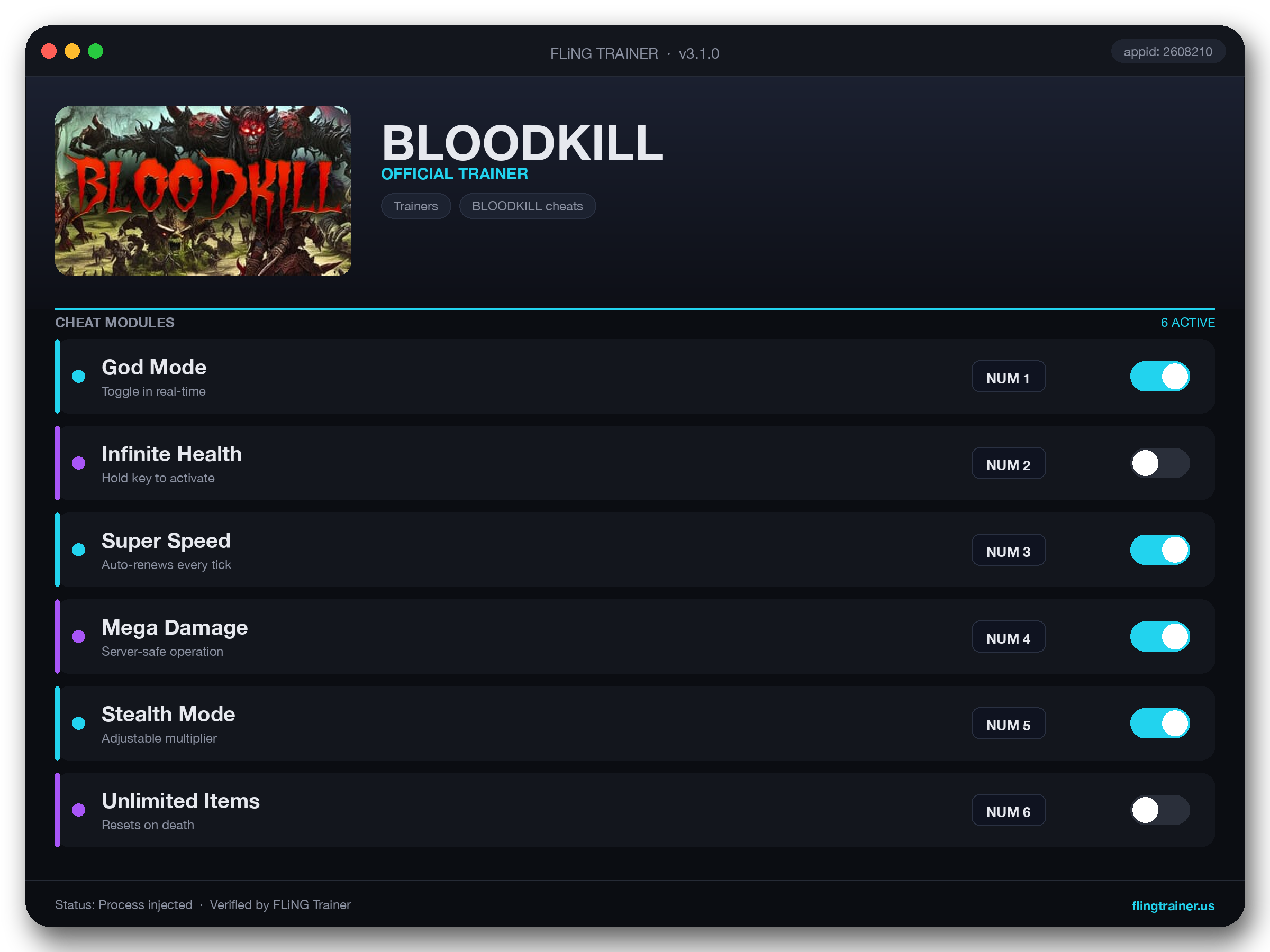 BLOODKILL Trainer interface