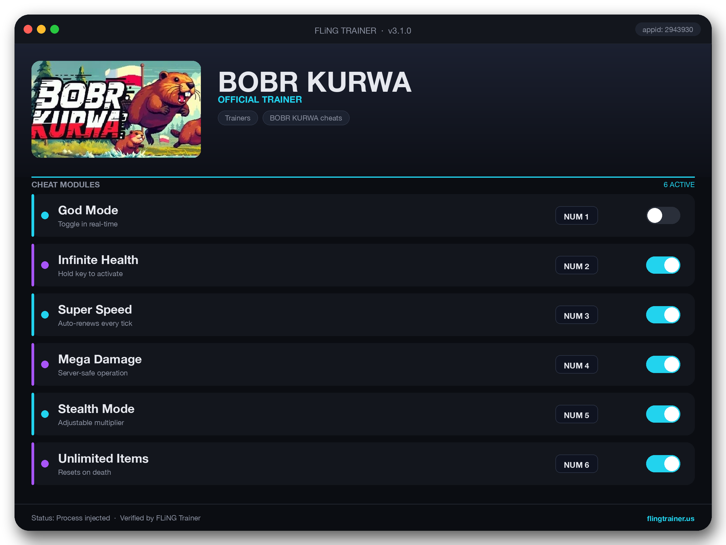 BOBR KURWA Trainer interface