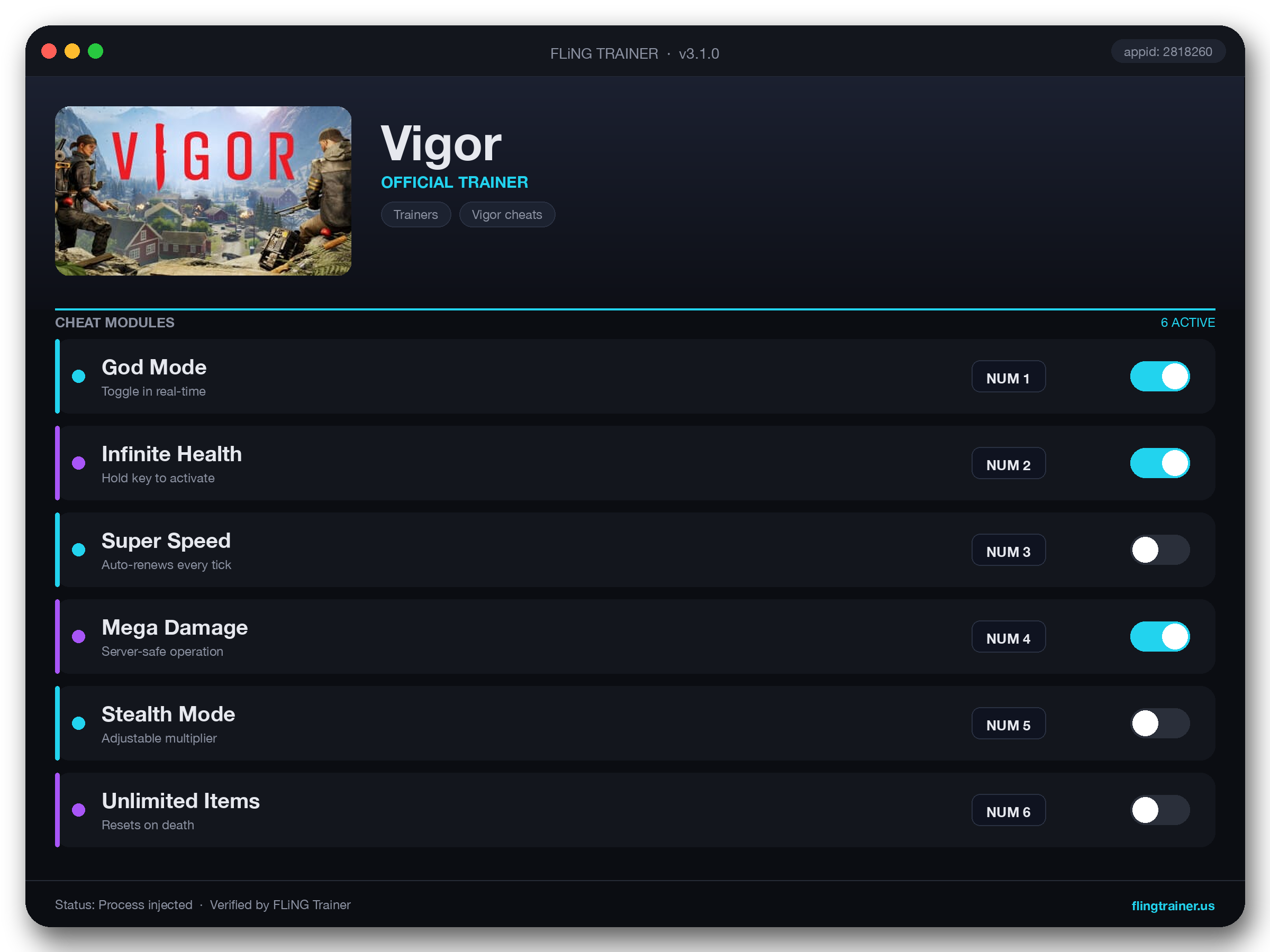 Vigor Trainer interface
