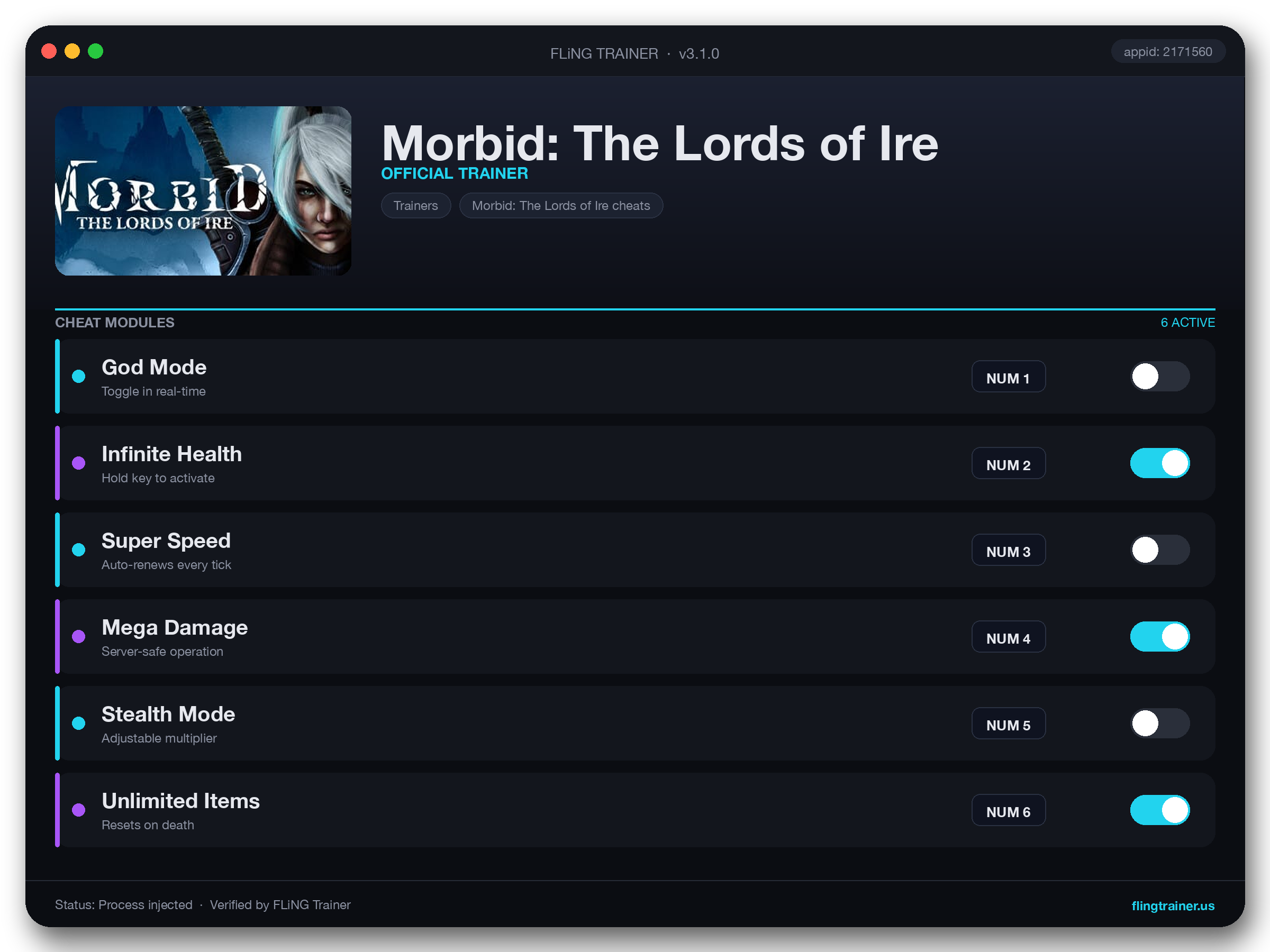 Morbid: The Lords of Ire Trainer interface