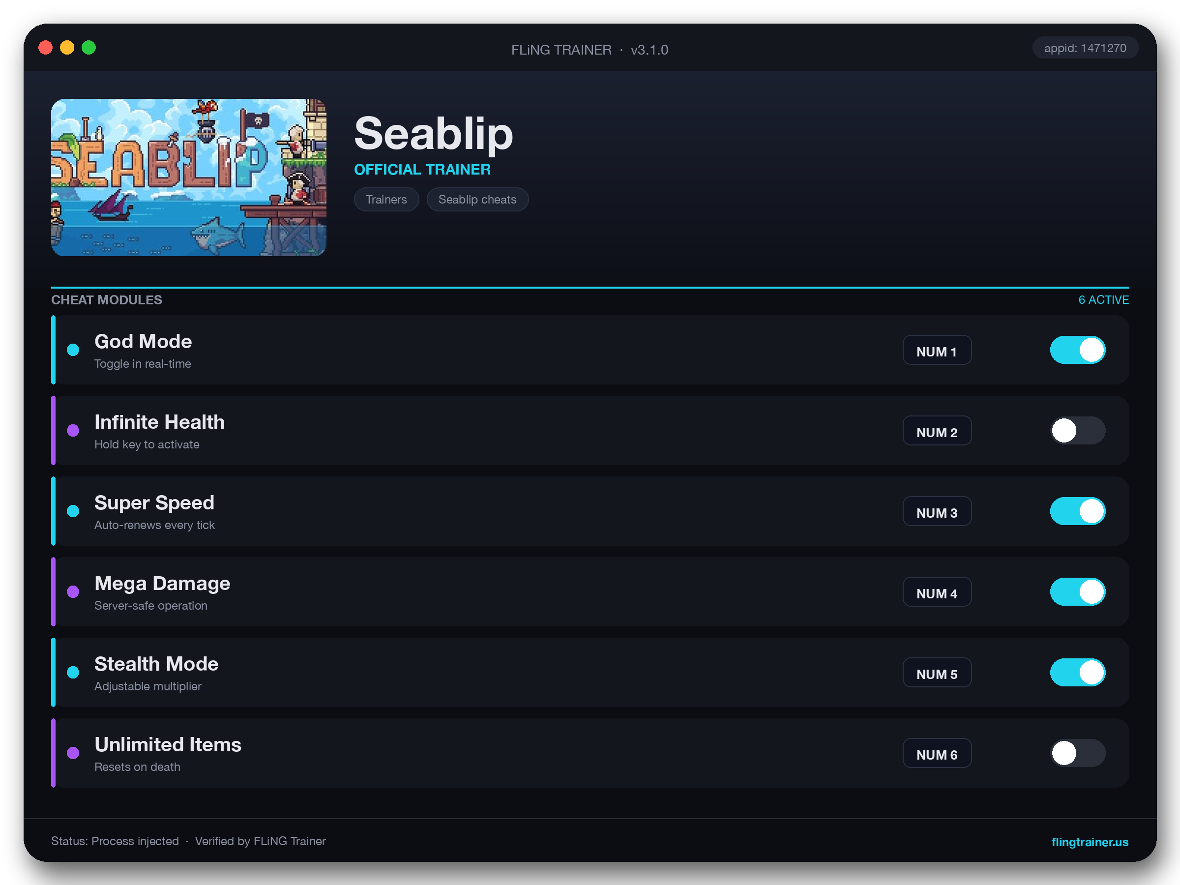 Seablip Trainer interface