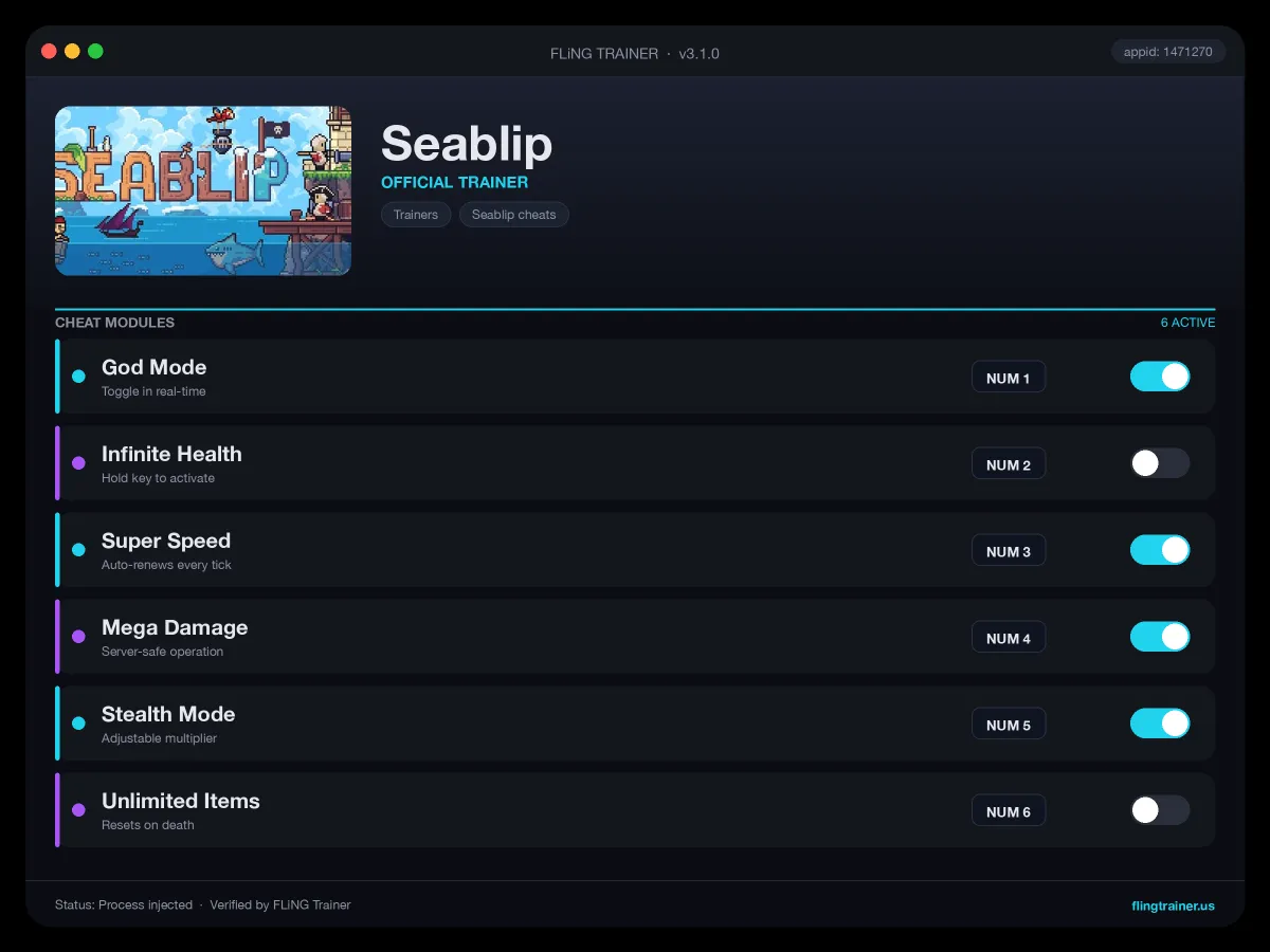 Seablip Trainer interface