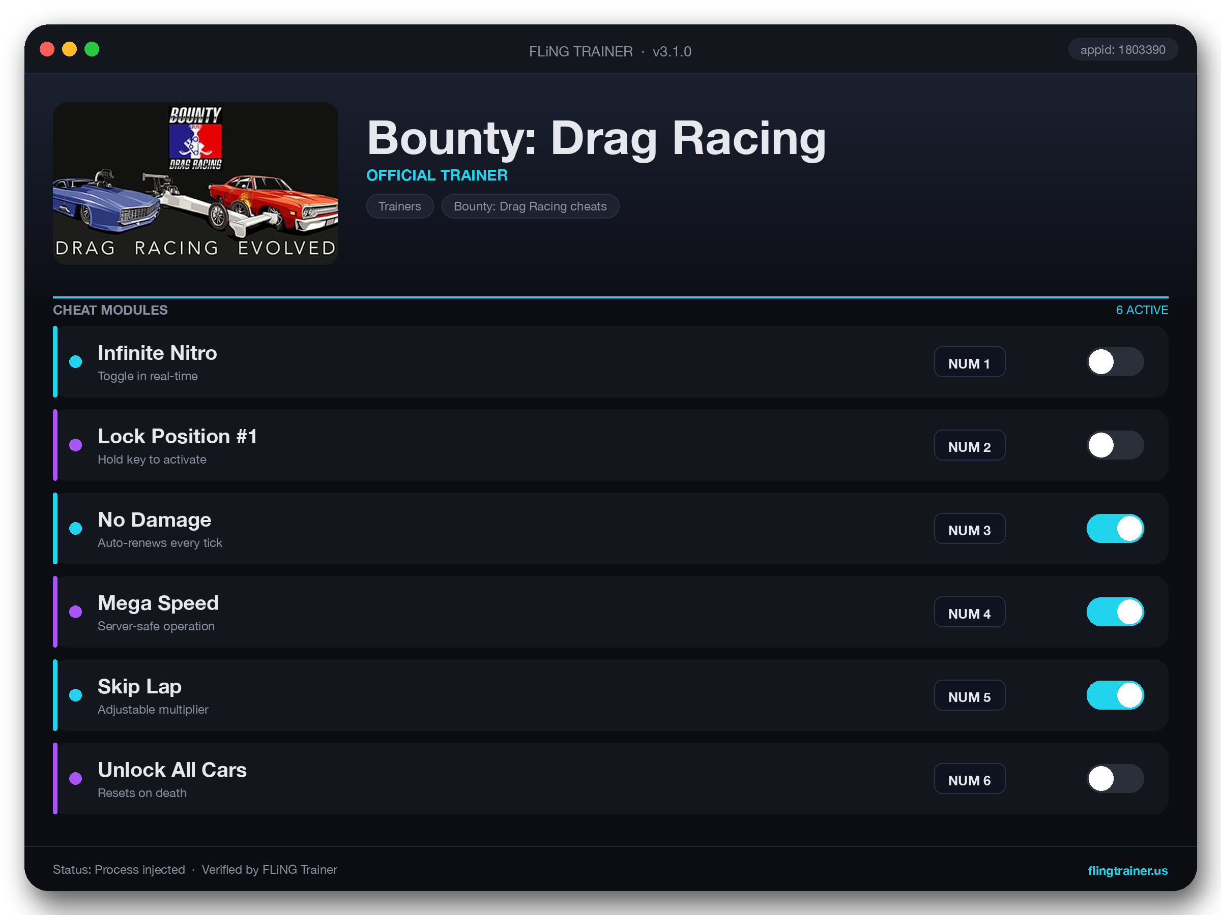 Bounty: Drag Racing Trainer interface