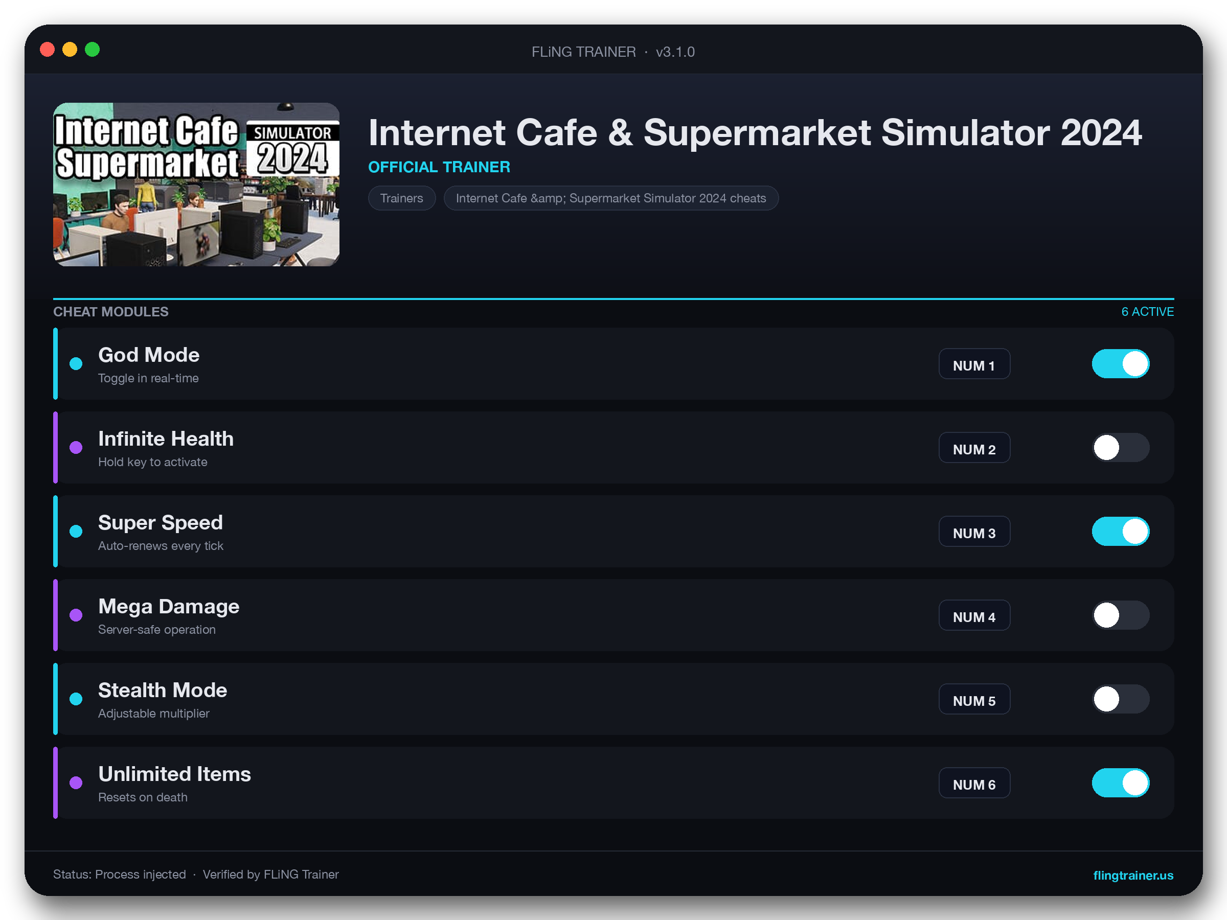 Internet Cafe & Supermarket Simulator 2024 Trainer interface