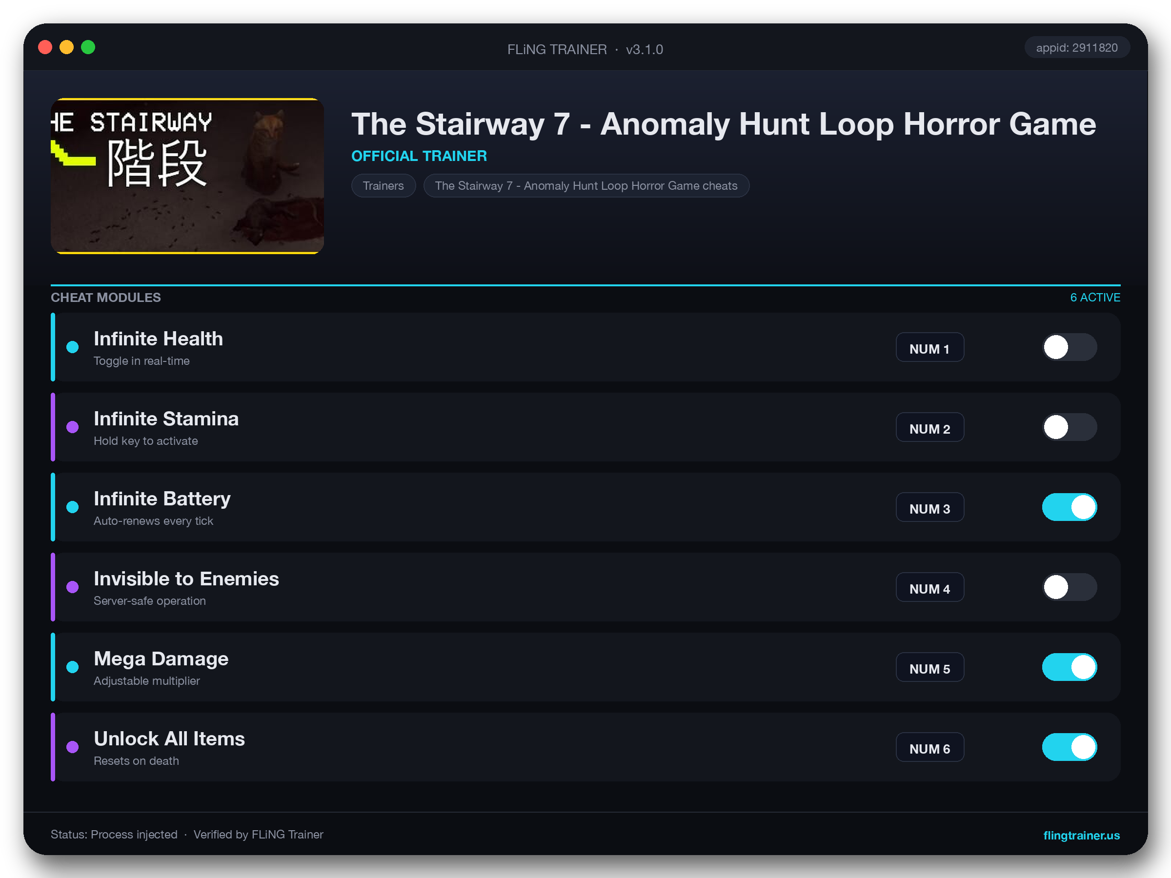 The Stairway 7 - Anomaly Hunt Loop Horror Game Trainer interface