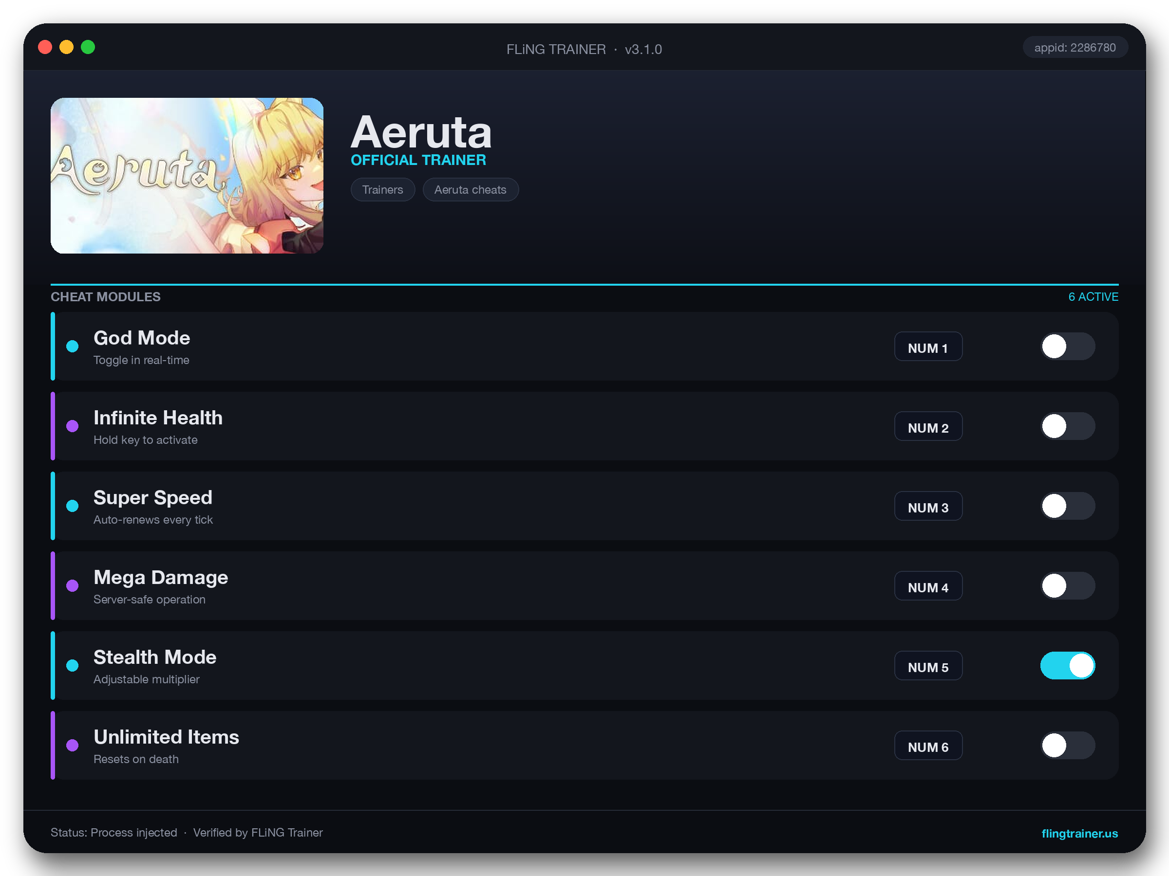 Aeruta Trainer interface