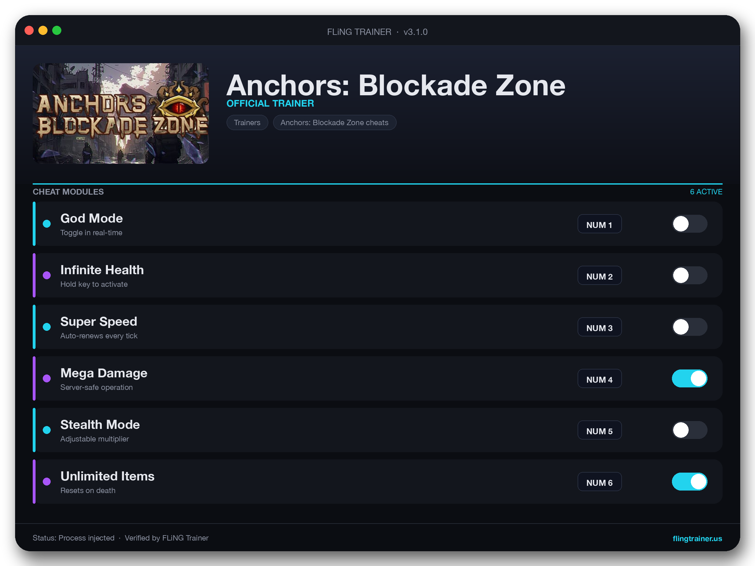 Anchors: Blockade Zone Trainer interface