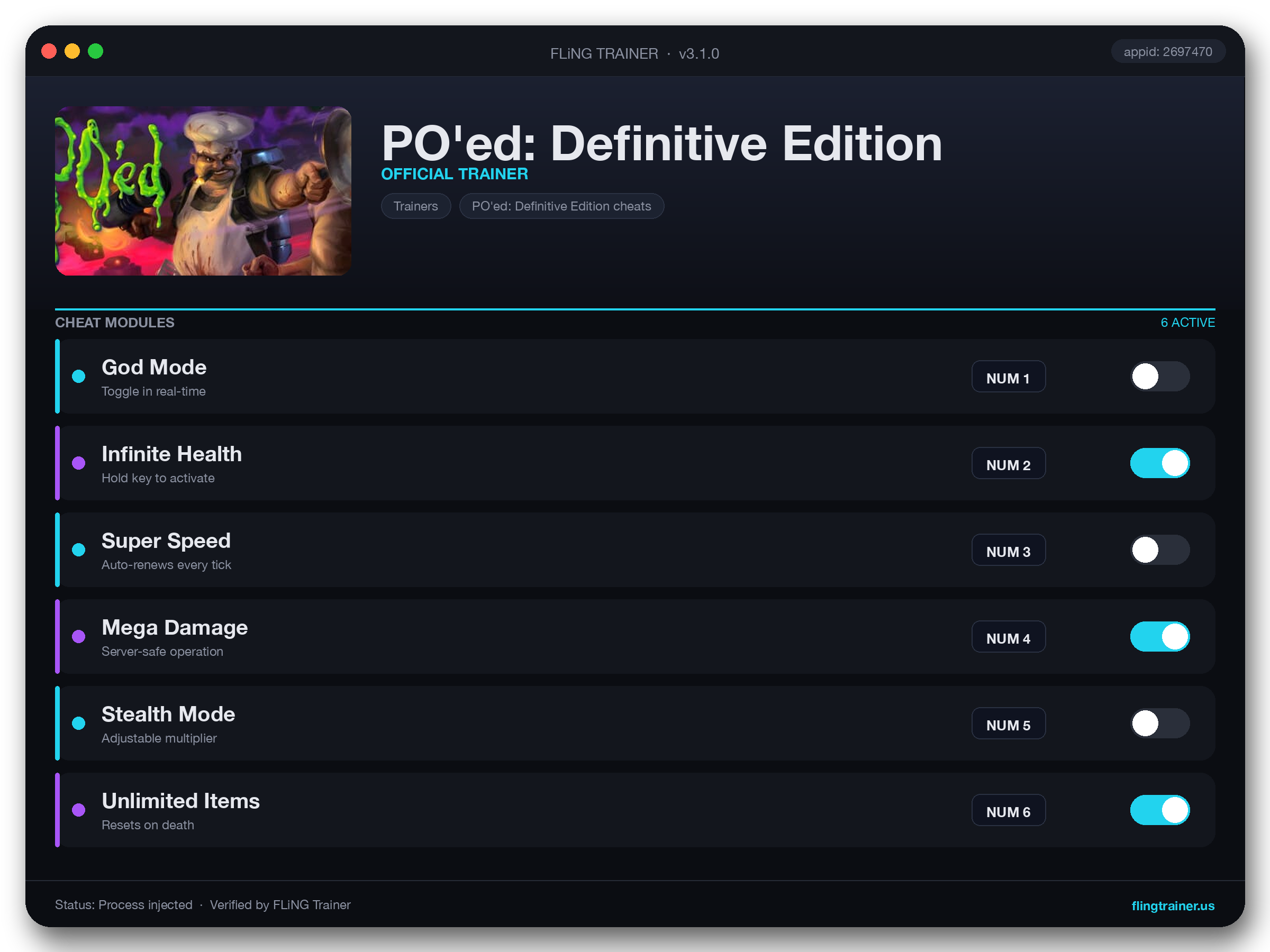 PO'ed: Definitive Edition Trainer interface