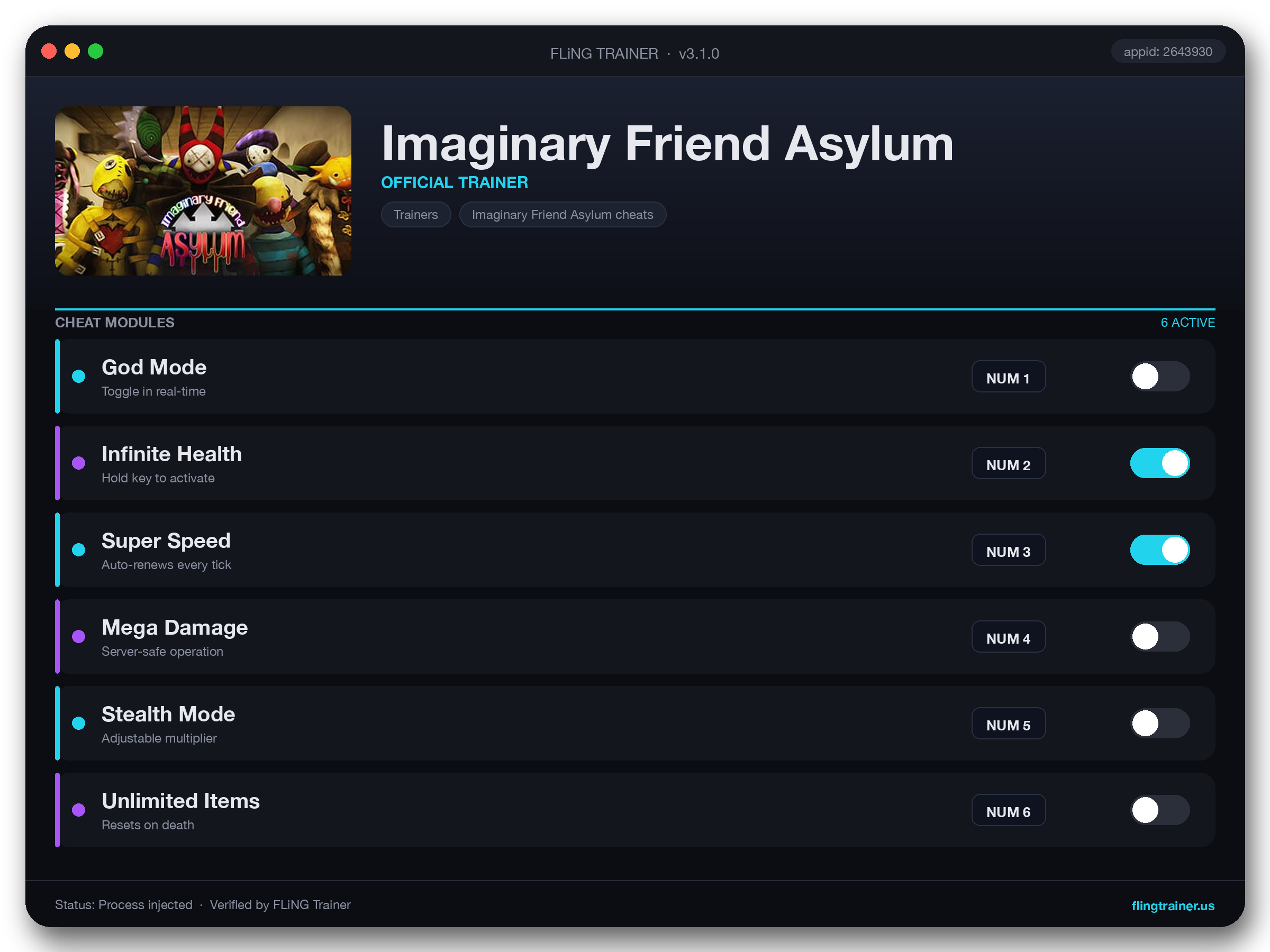 Imaginary Friend Asylum Trainer interface