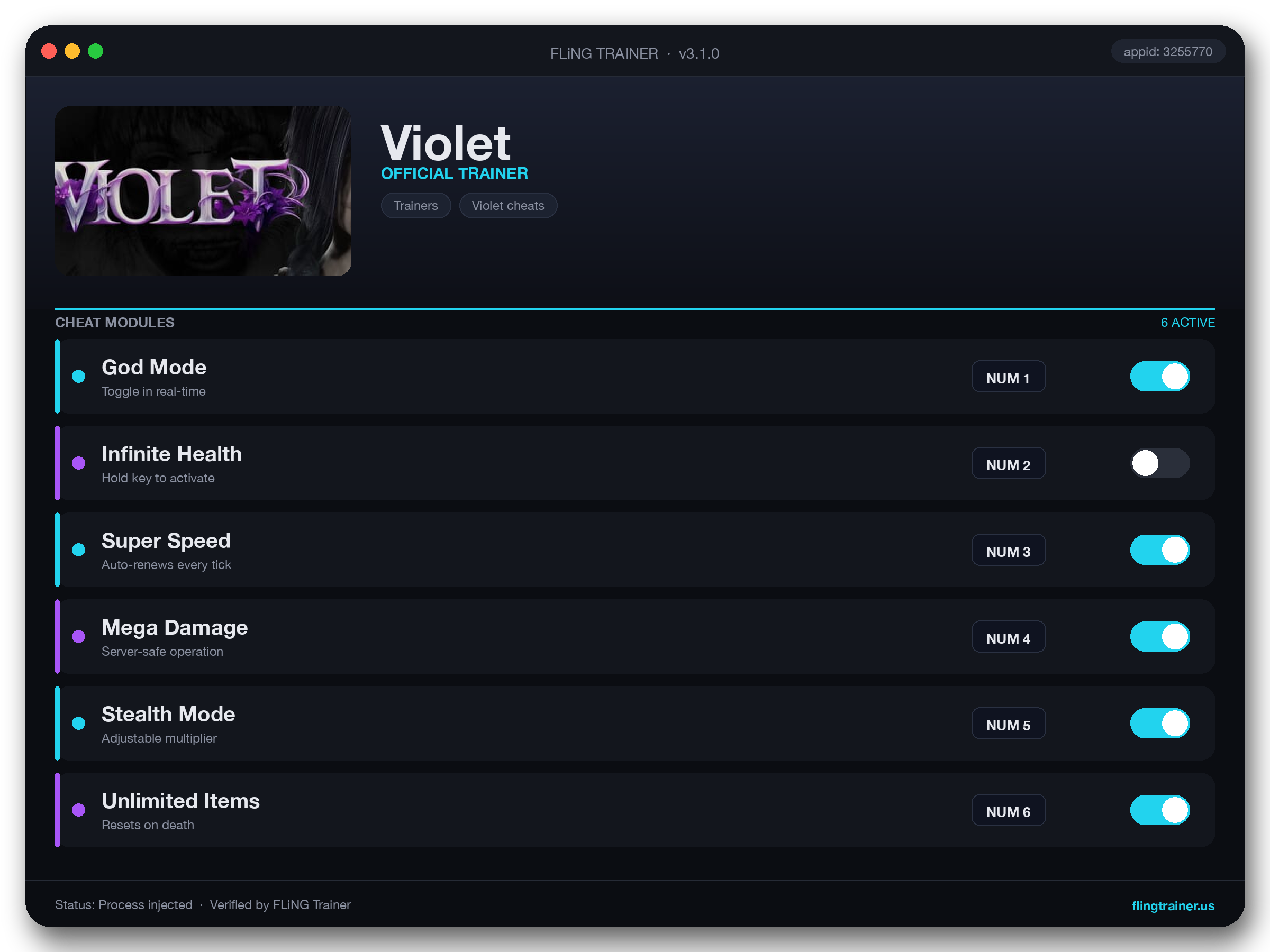 Violet Trainer interface