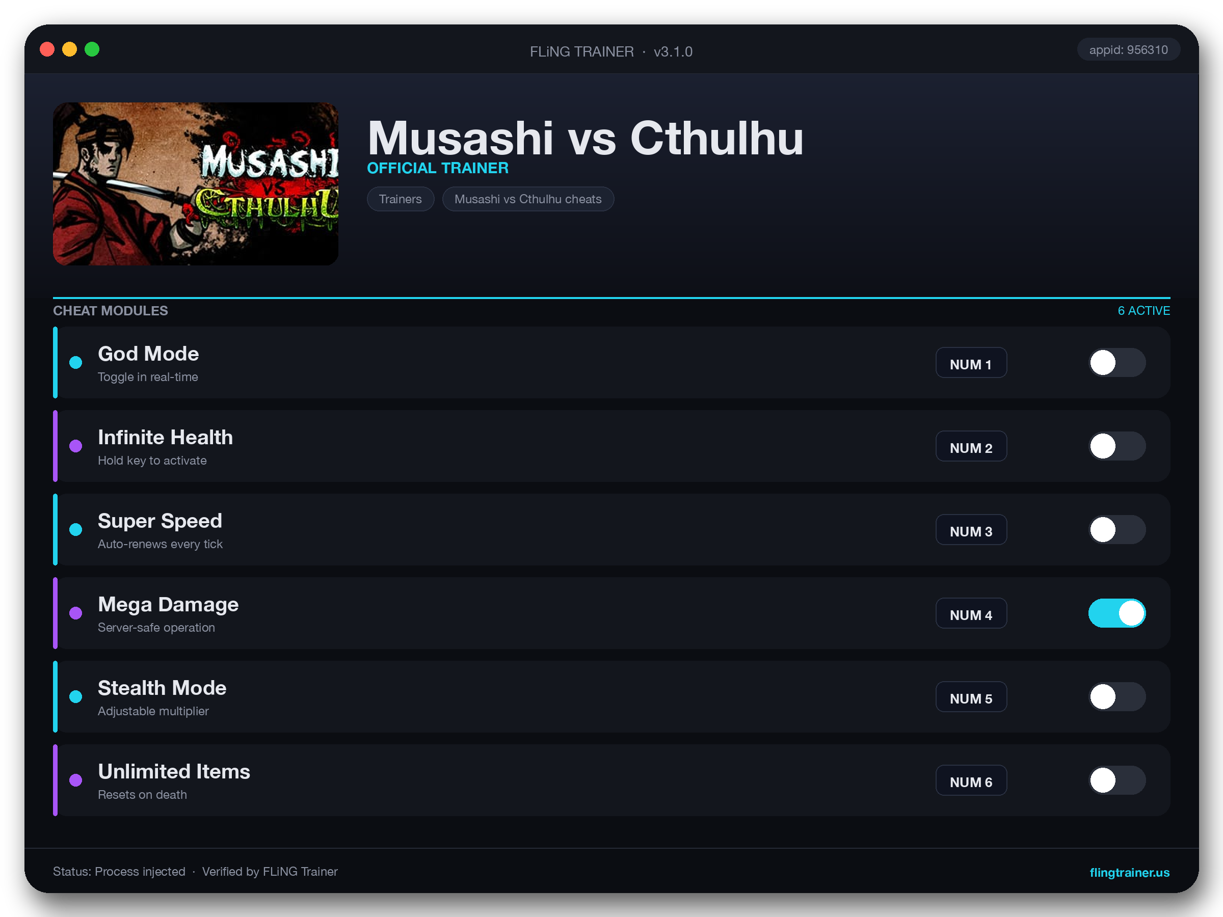 Musashi vs Cthulhu Trainer interface
