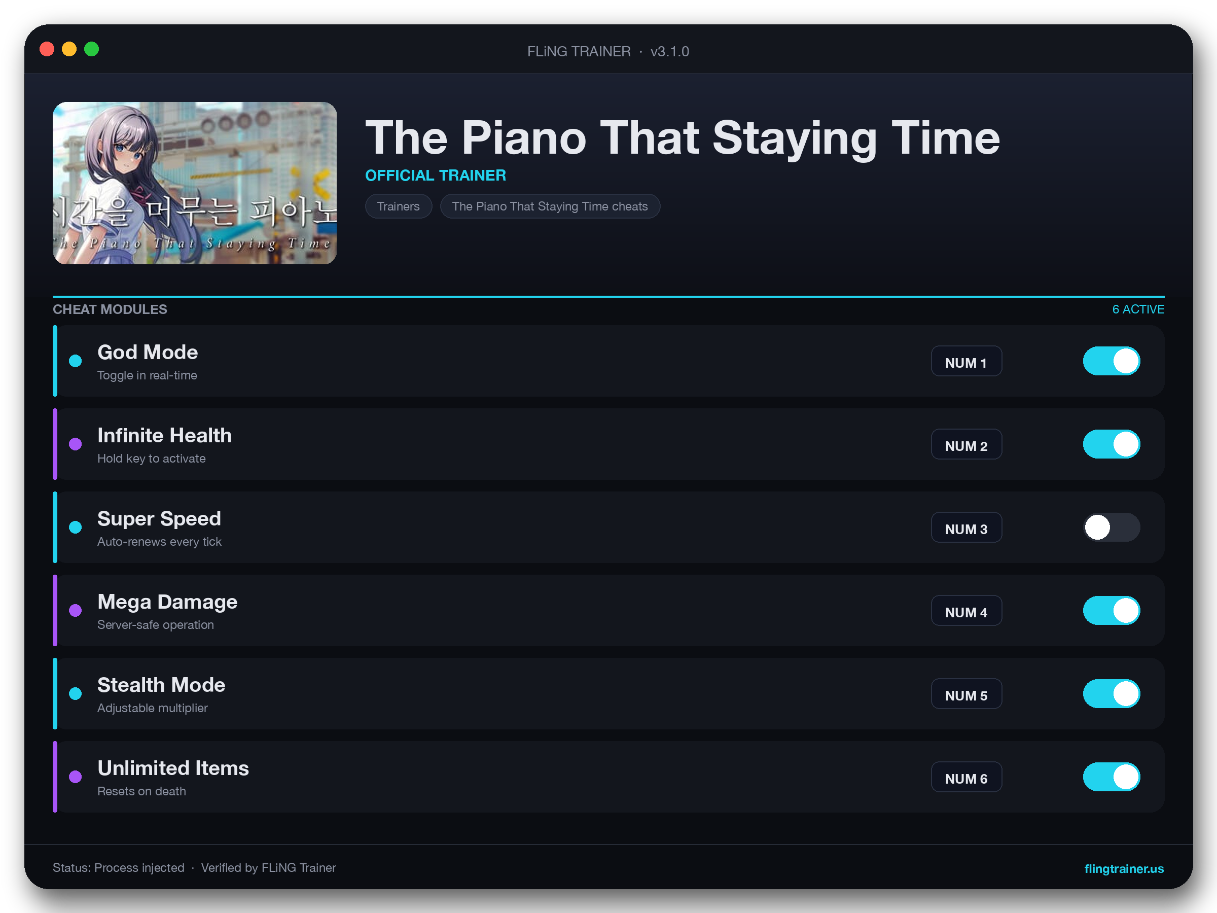 The Piano That Staying Time Trainer interface