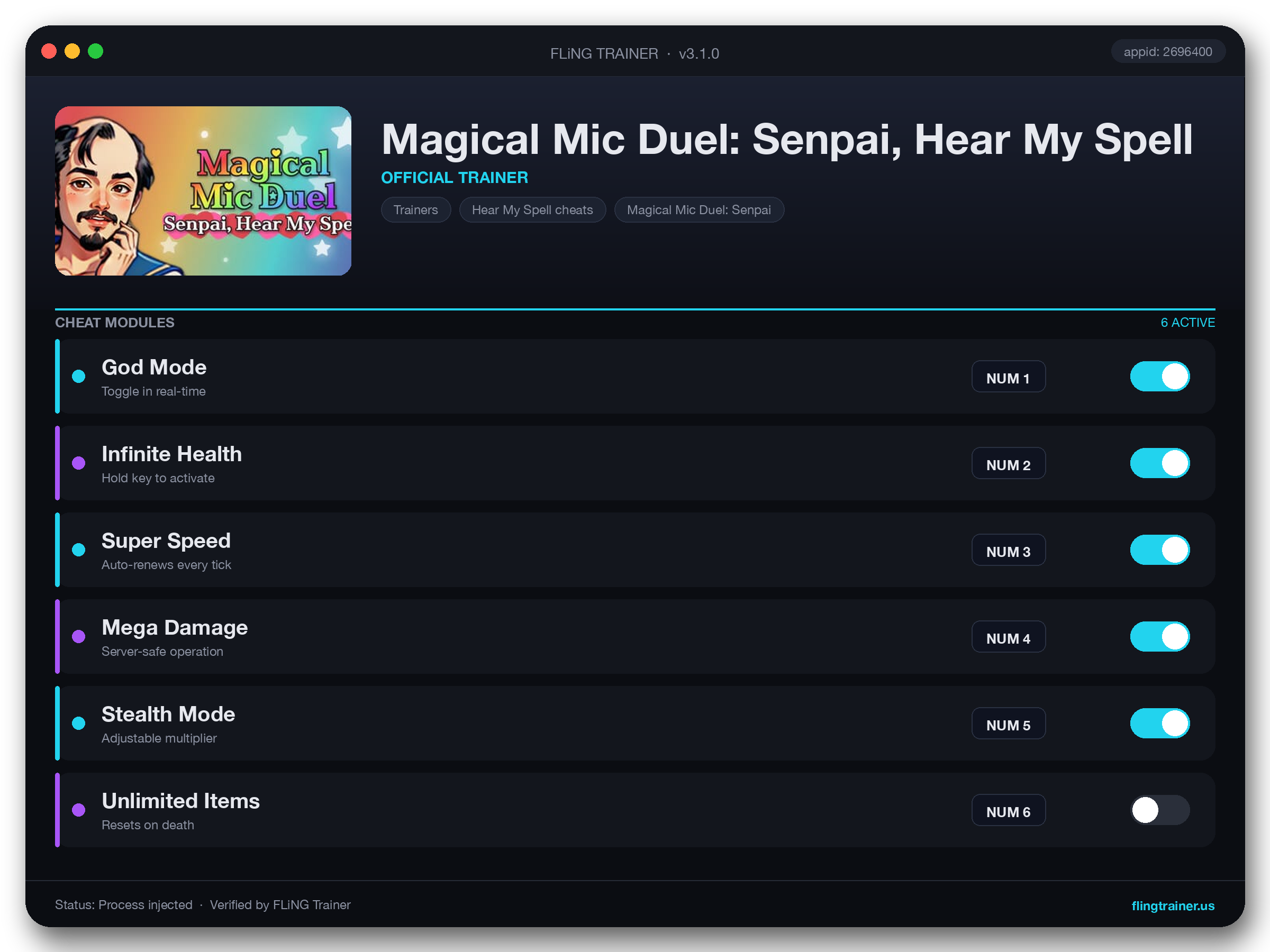 Magical Mic Duel: Senpai, Hear My Spell Trainer interface