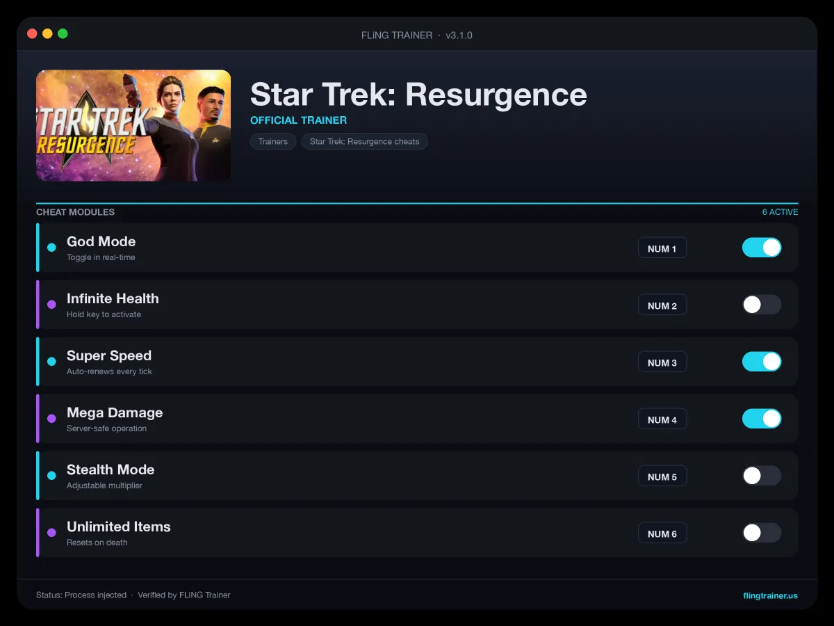 Star Trek: Resurgence Trainer interface