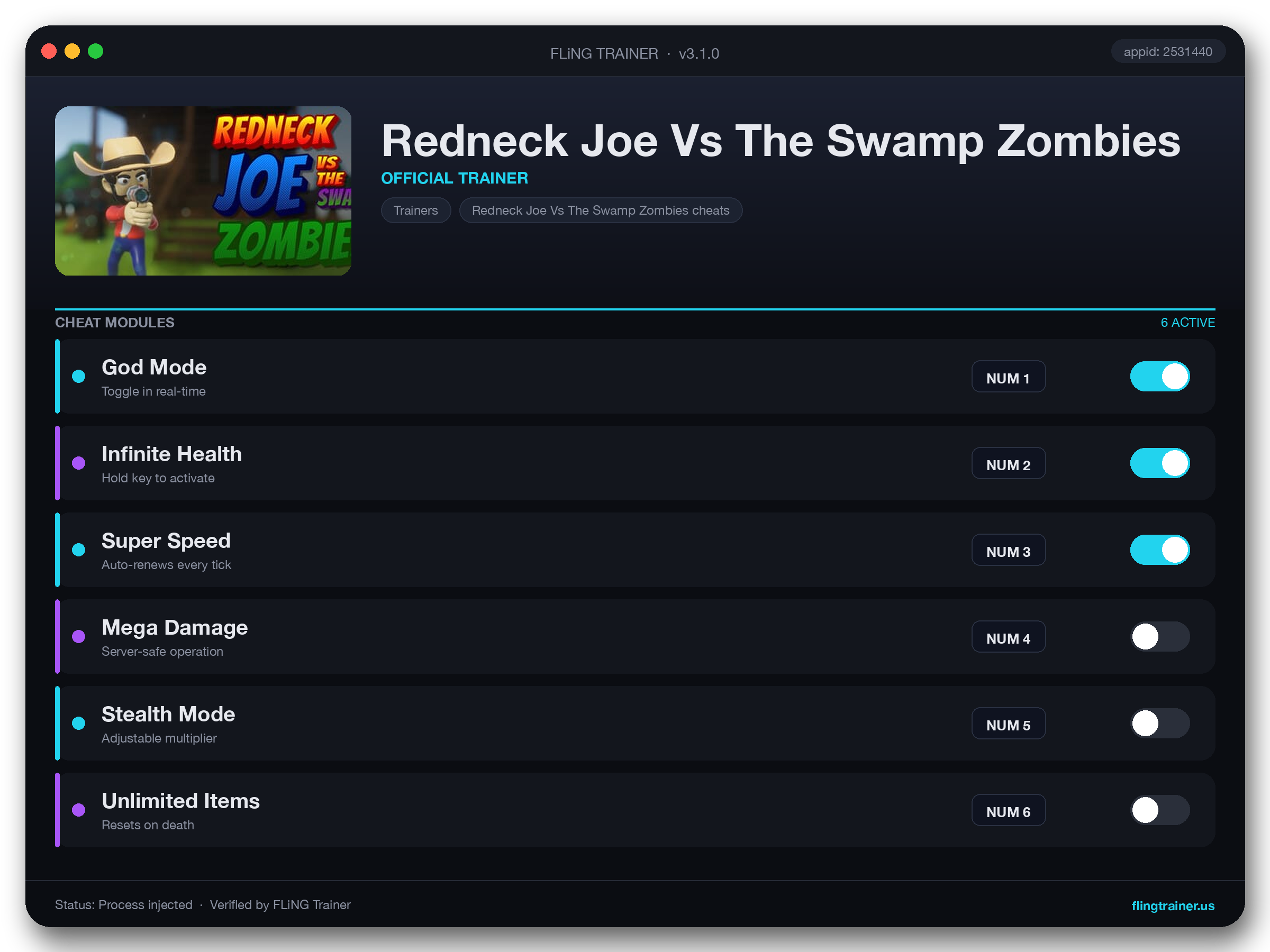 Redneck Joe Vs The Swamp Zombies Trainer interface