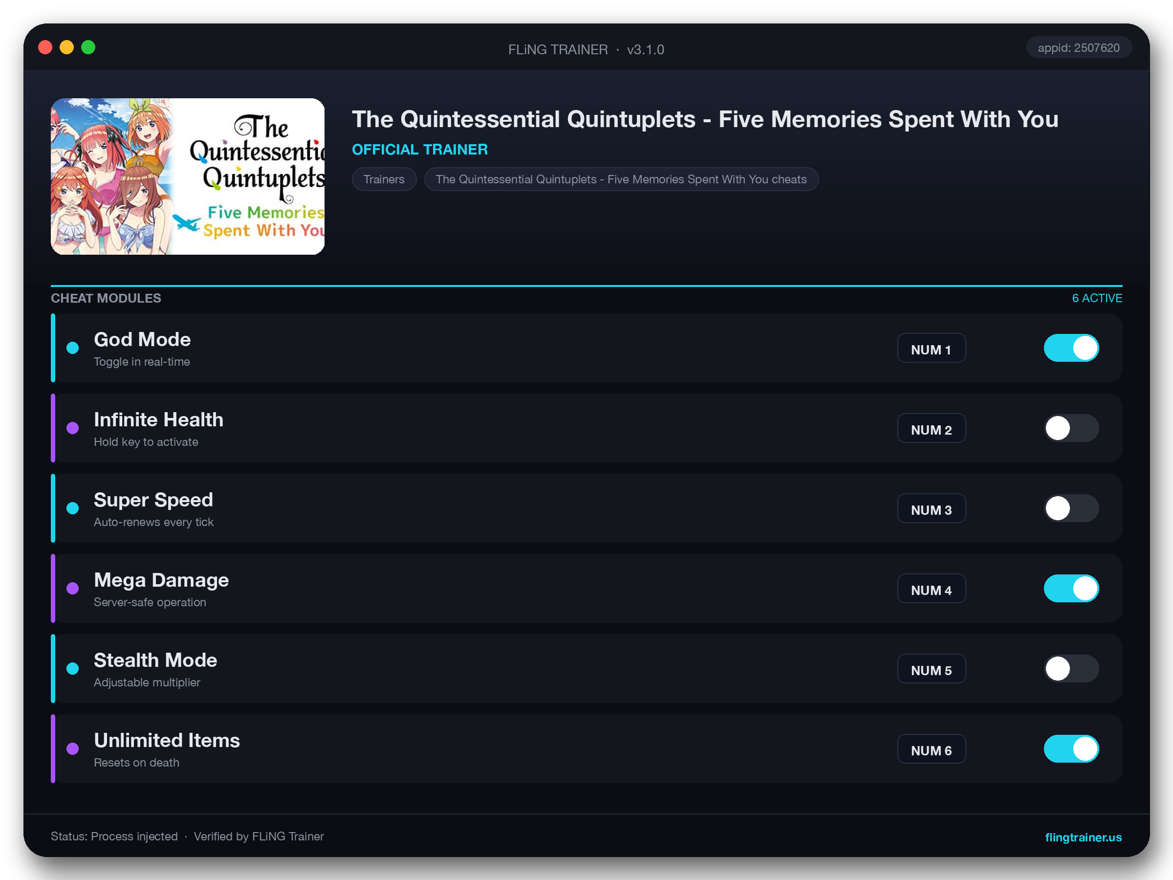 The Quintessential Quintuplets - Five Memories Spent With You Trainer interface