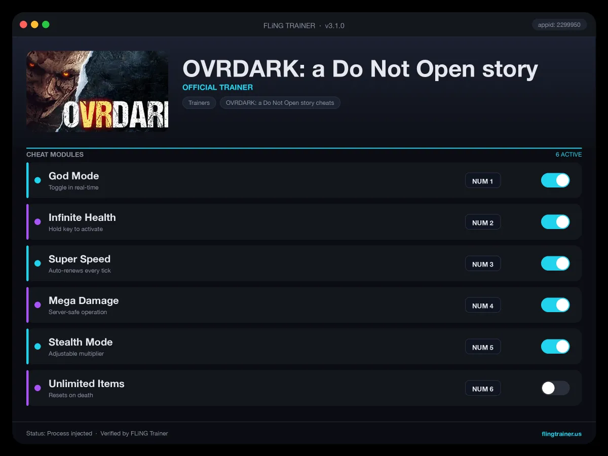OVRDARK: a Do Not Open story Trainer interface
